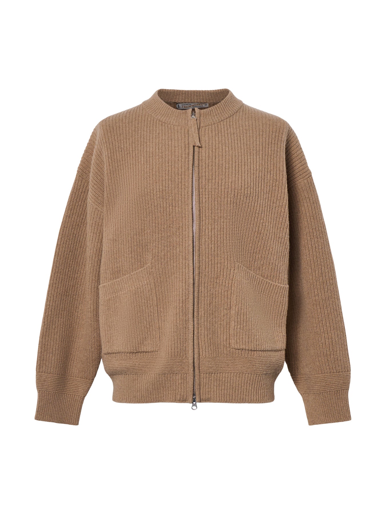Wool Deck Zip-Up Cardigan Beige