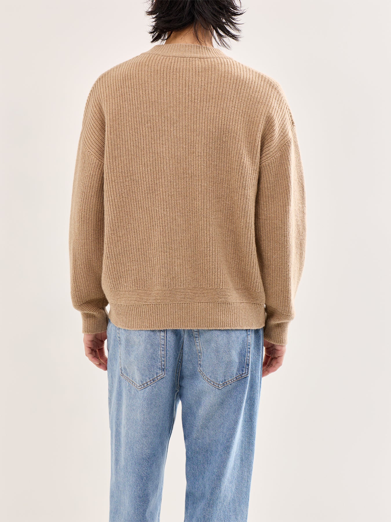 Wool Deck Zip-Up Cardigan Beige