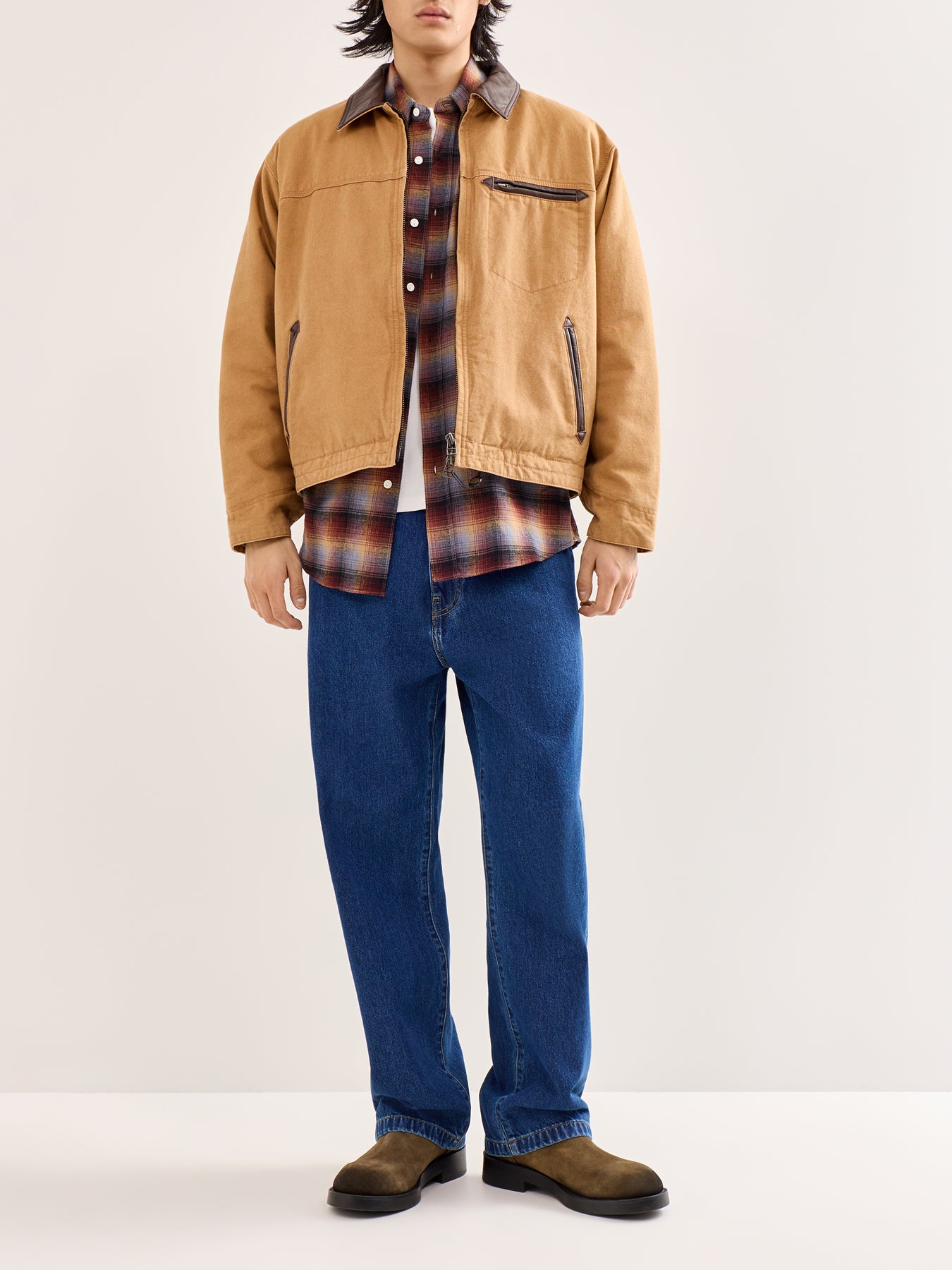 Heavy Canvas Destroyed Work Jacket Brown
