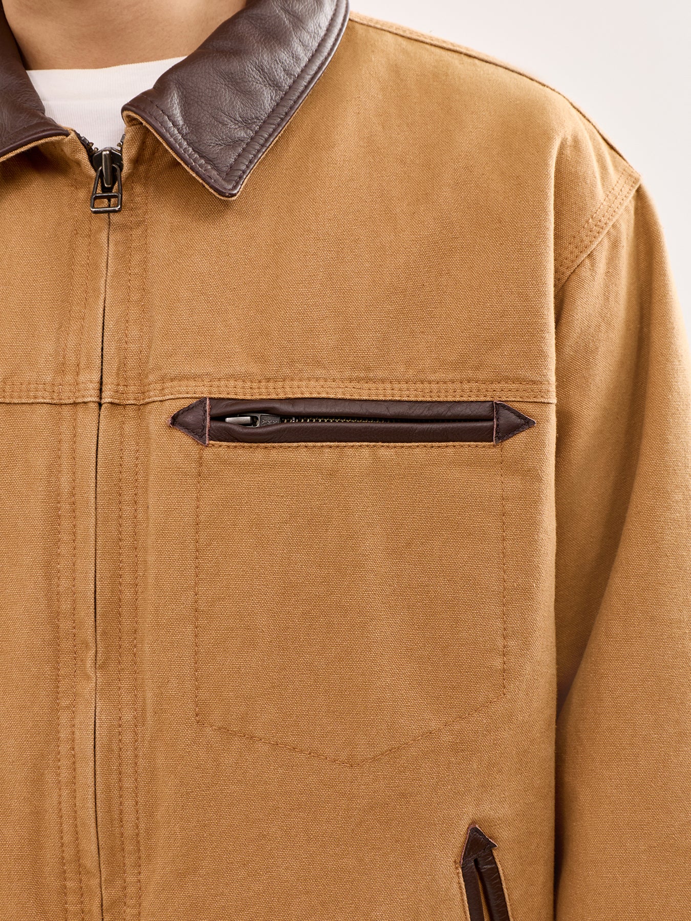 Heavy Canvas Destroyed Work Jacket Brown