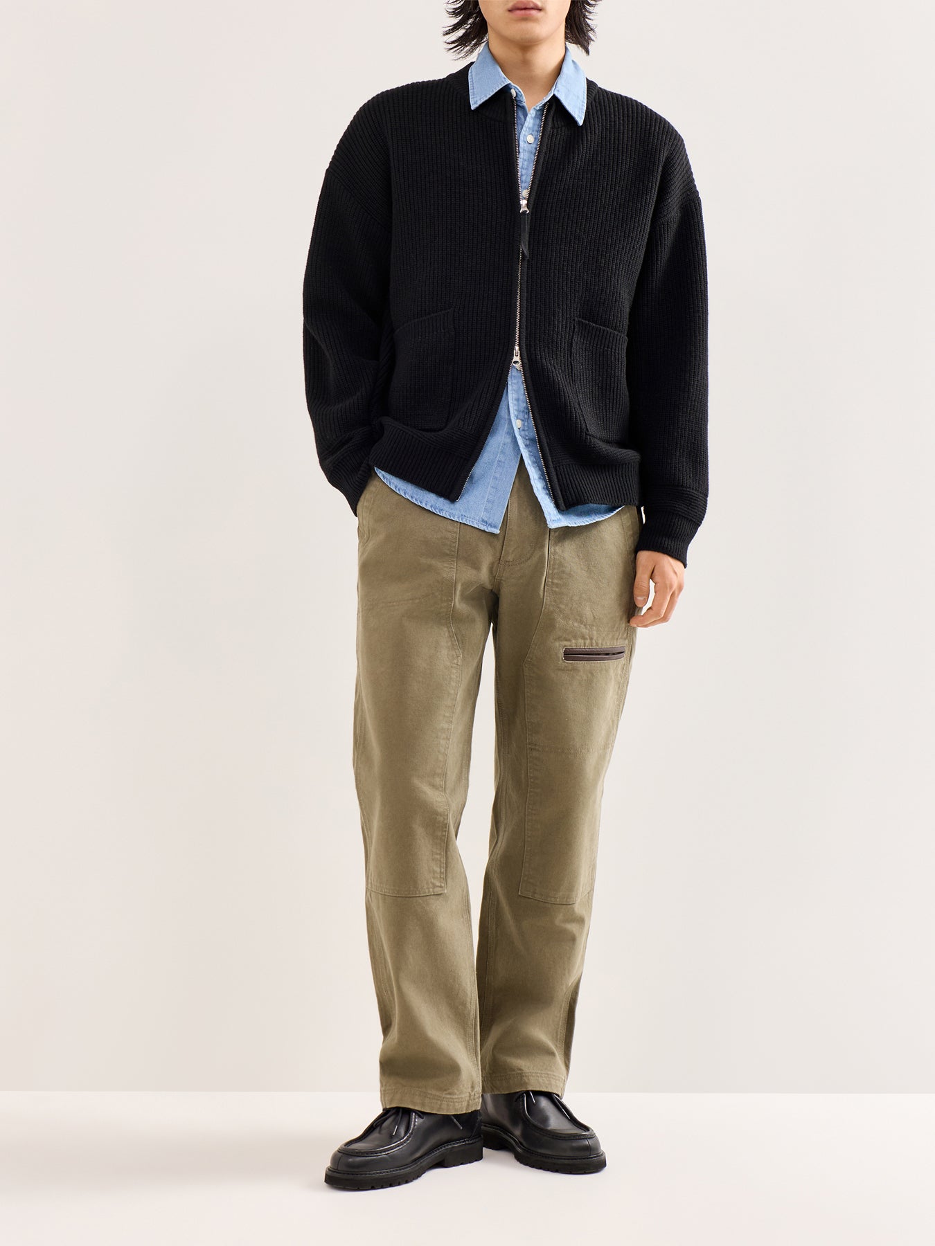 Heavy Canvas Destroyed Double Knee Pants Olive