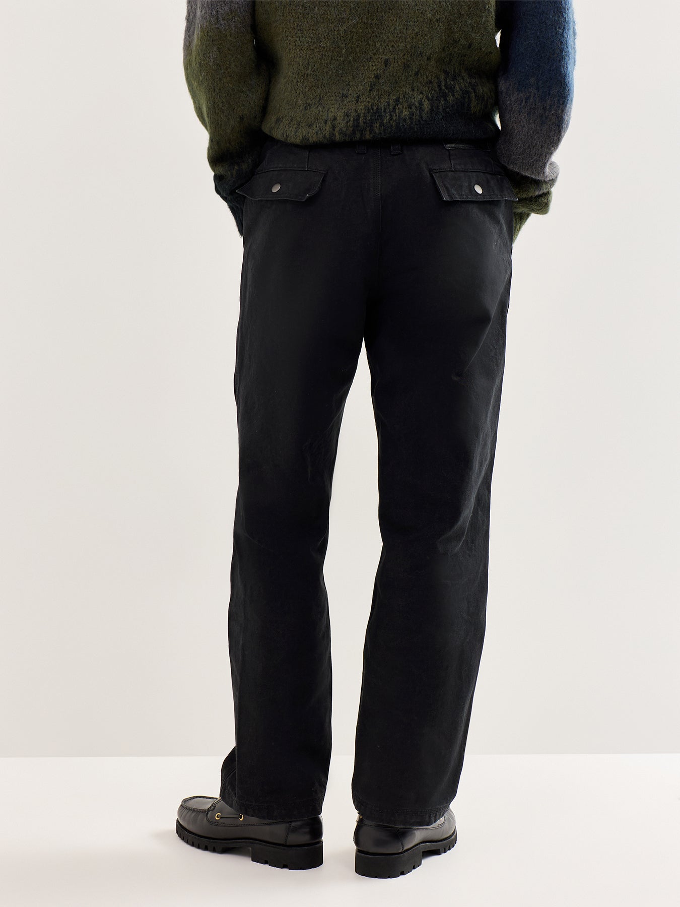 Heavy Canvas Destroyed Double Knee Pants Black