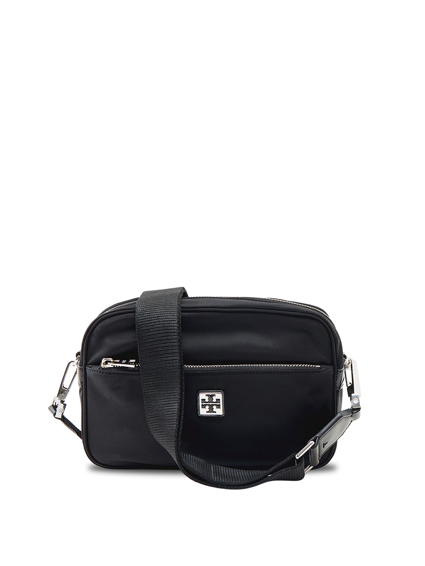 Vintage Prada Black Nylon Front Zip Pocket Small Messenger Bag