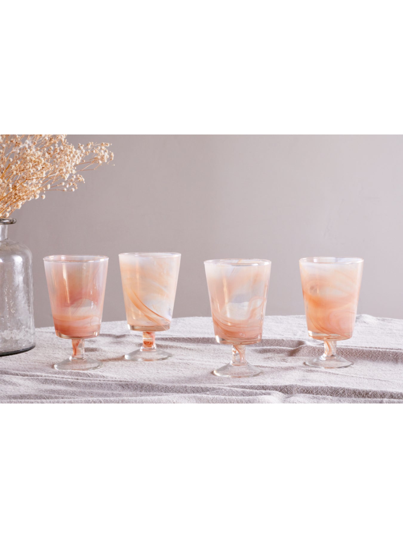 4 Set Shirali Marble Swirl Wine Glass