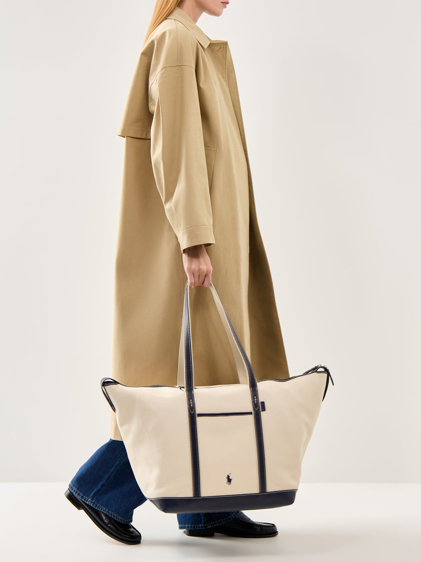 Large Shopper Tote Ecru/Navy