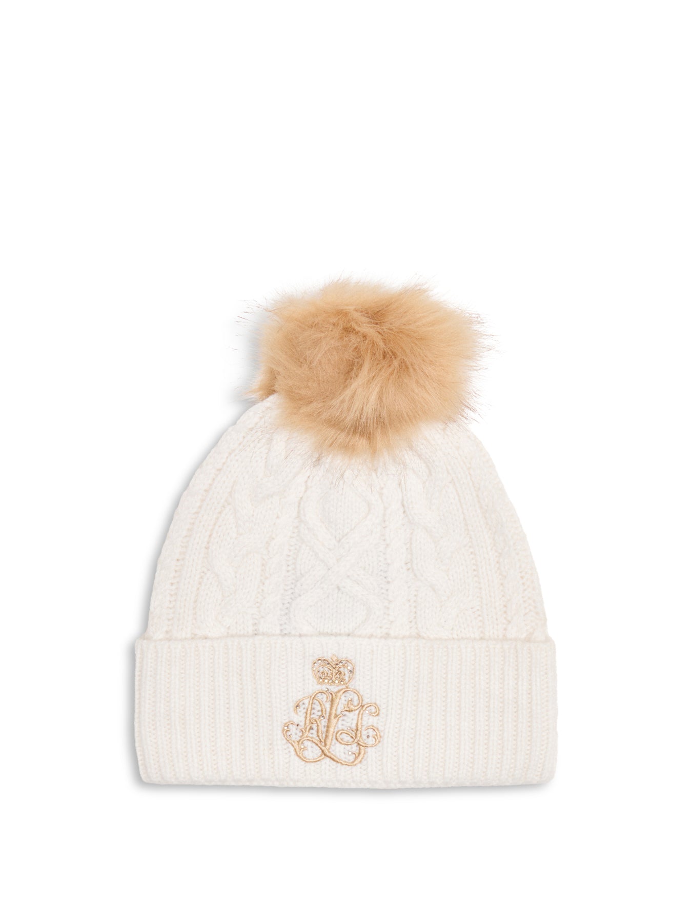 Crest Cable Knit Hat Black