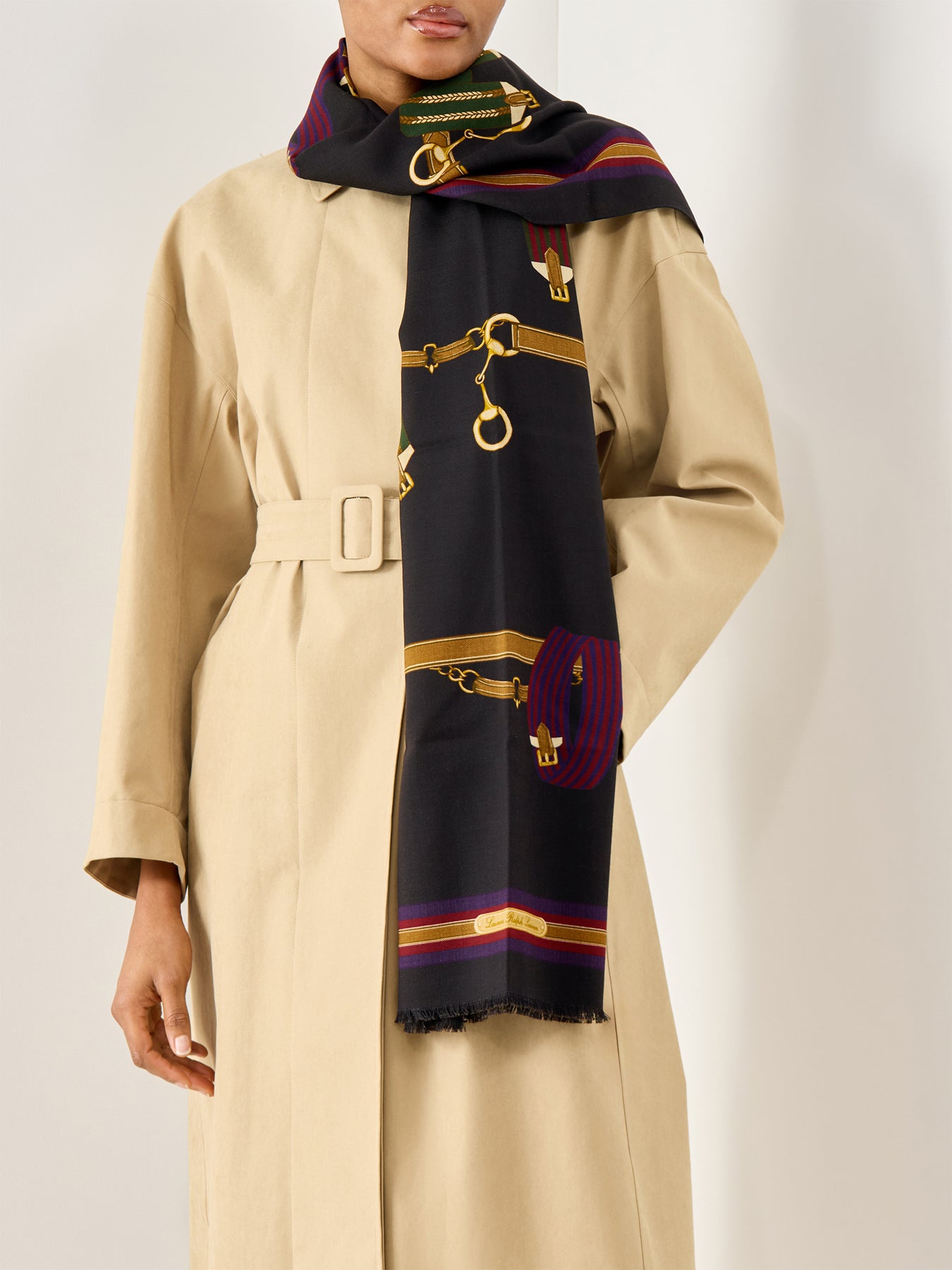 Equestrian Ribbon Scarf Wrap Navy