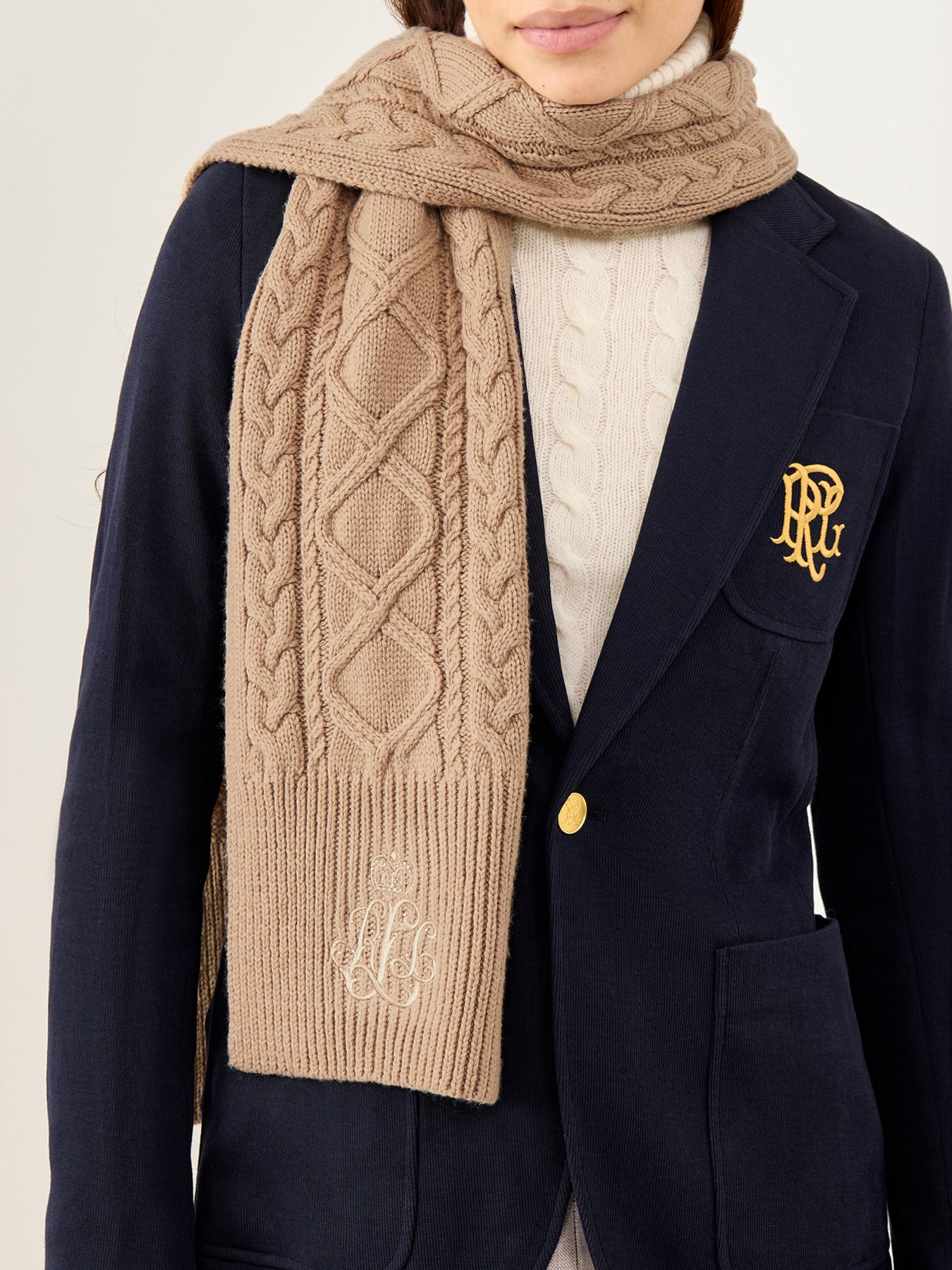 Cable Knit Scarf Cream