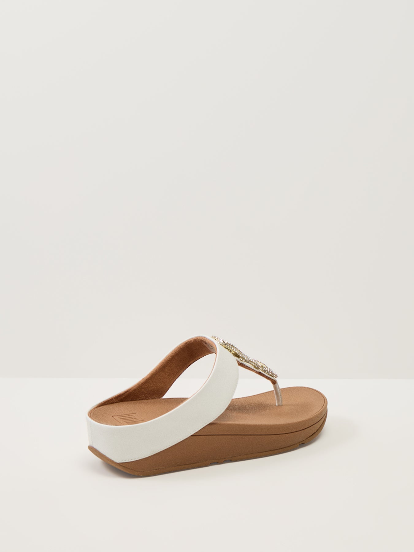 Fino Crystal-Chain Leather Toe-Post Sandals Urban White