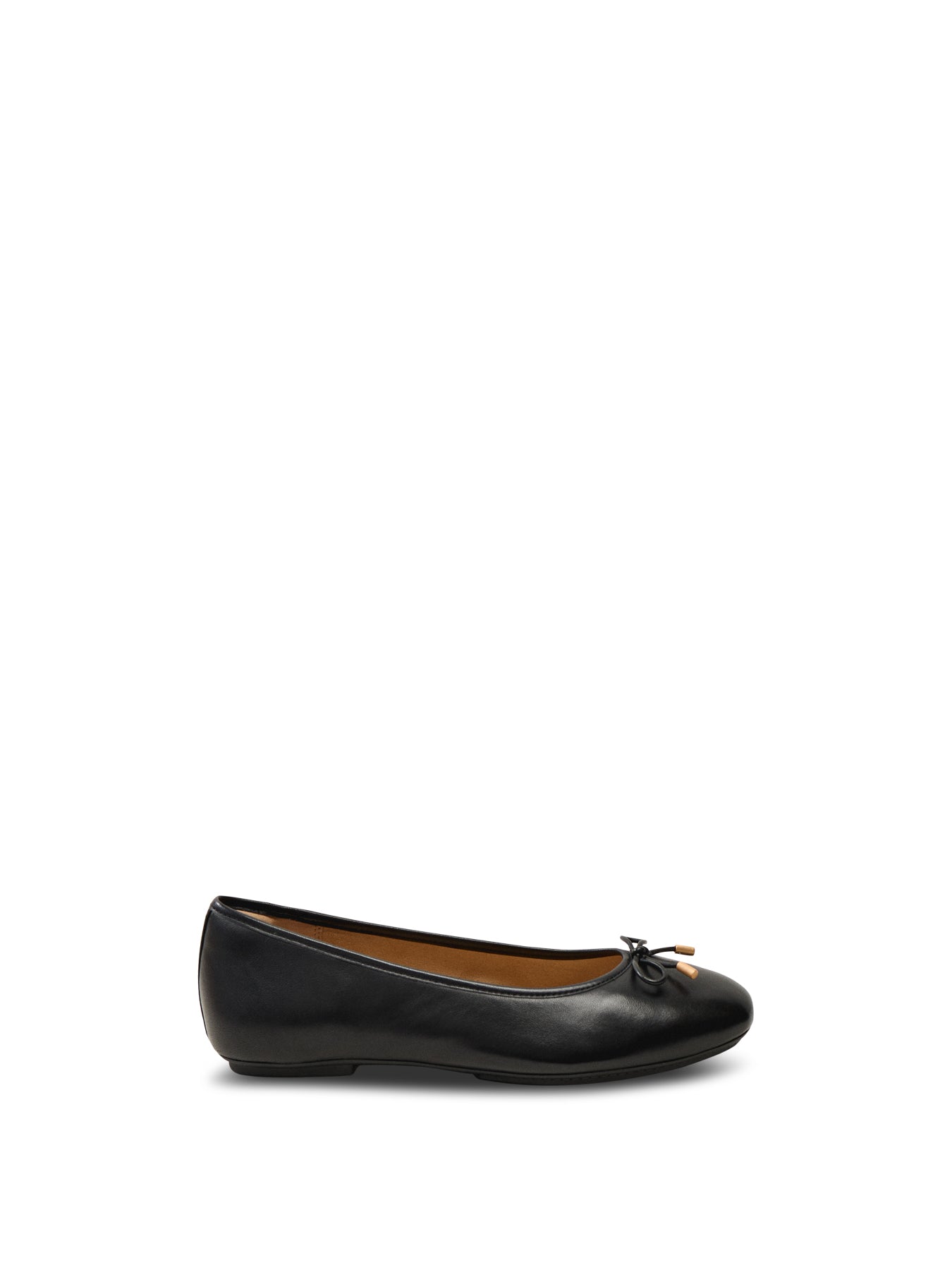 Delicato Bow Soft Leather Ballet Flats Black