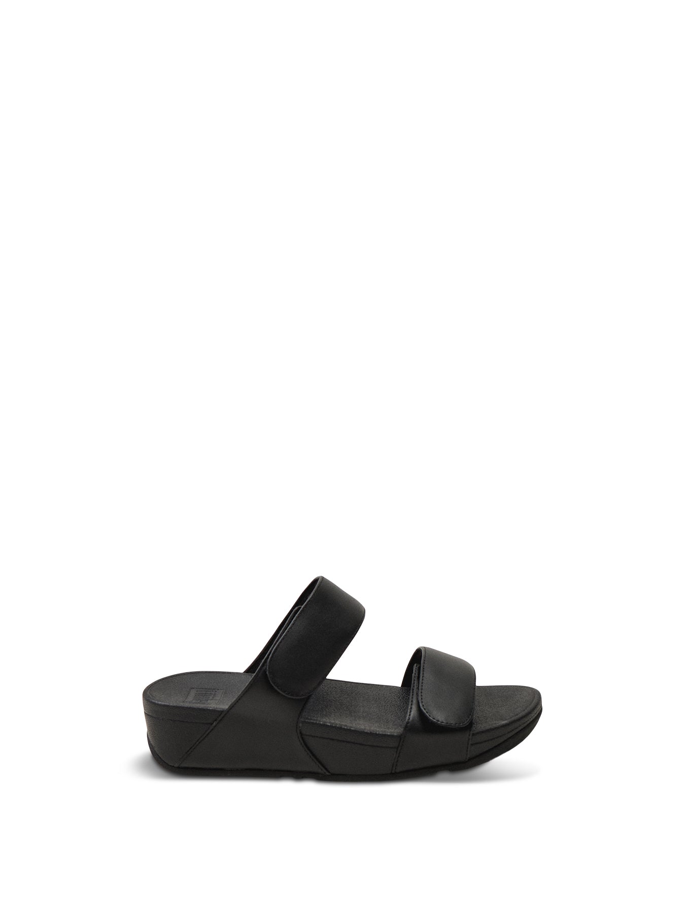 Lulu Adjustable Leather Slides All Black