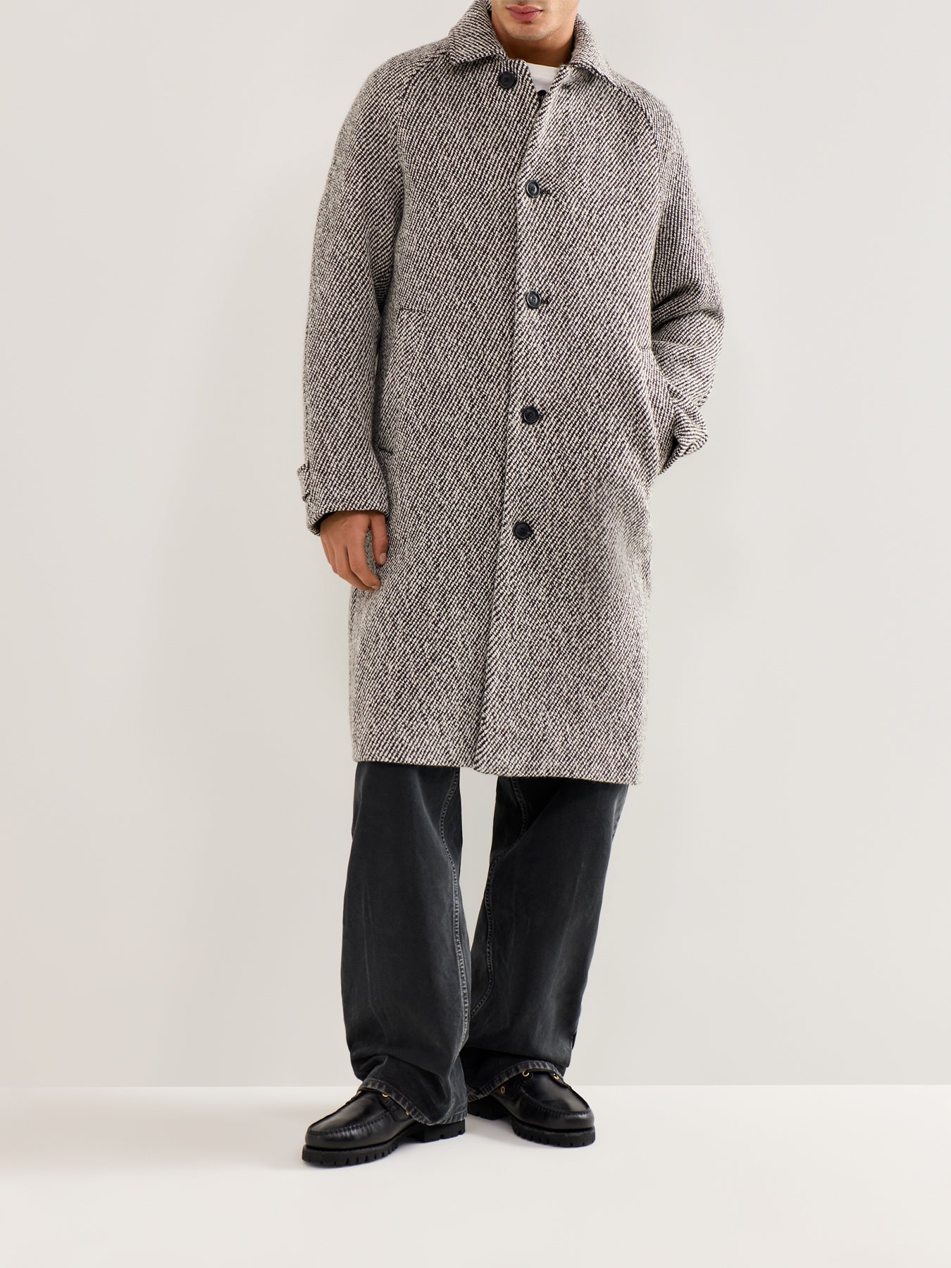 Michael Twill Wool Coat Charcoal
