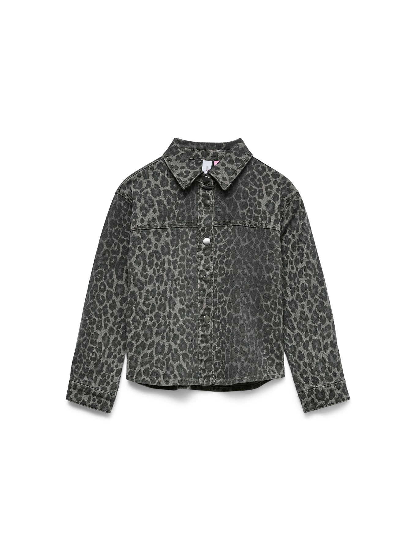 Lenora Denim Shirt Girl Leopard Print