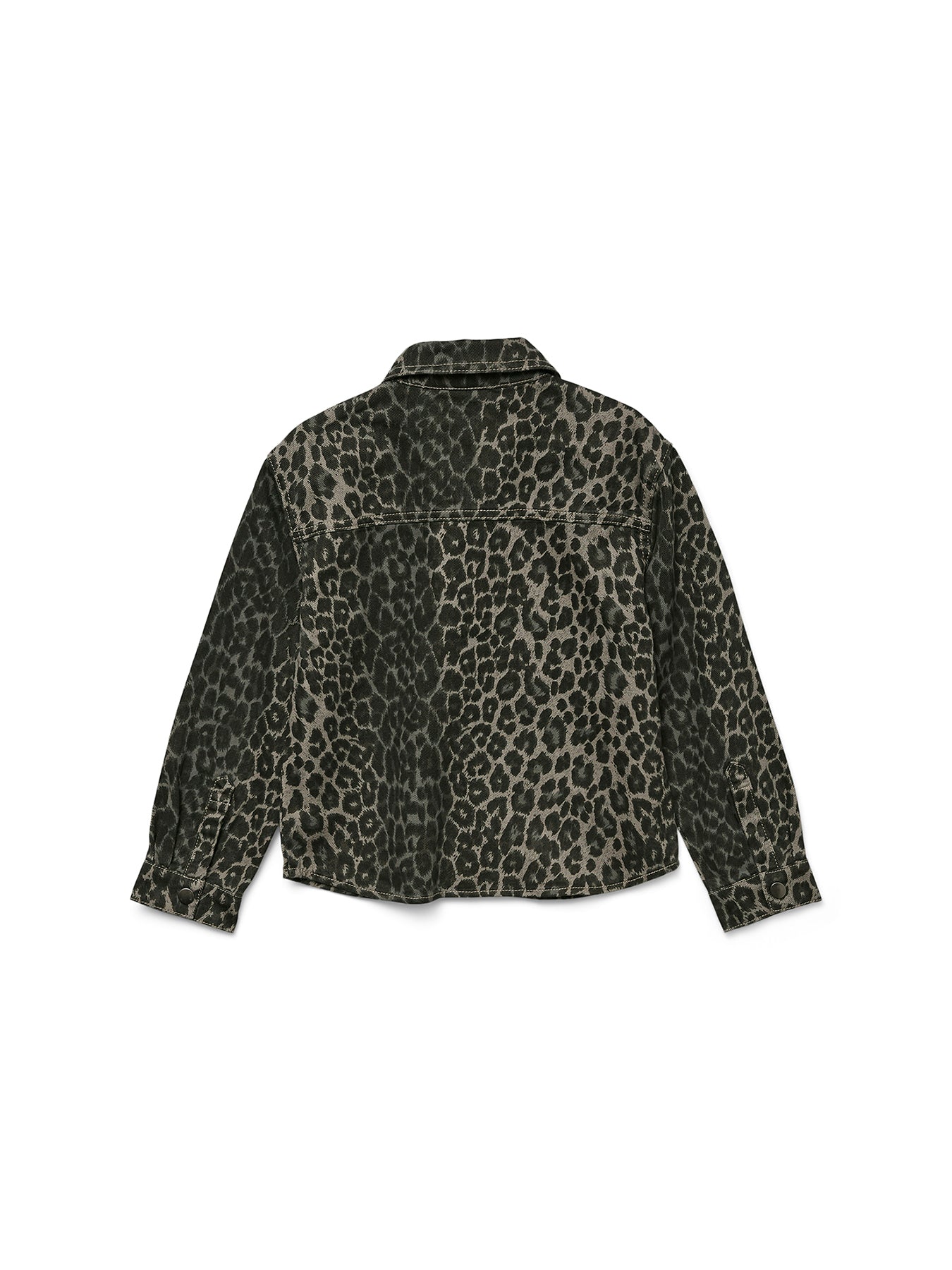 Lenora Denim Shirt Girl Leopard Print