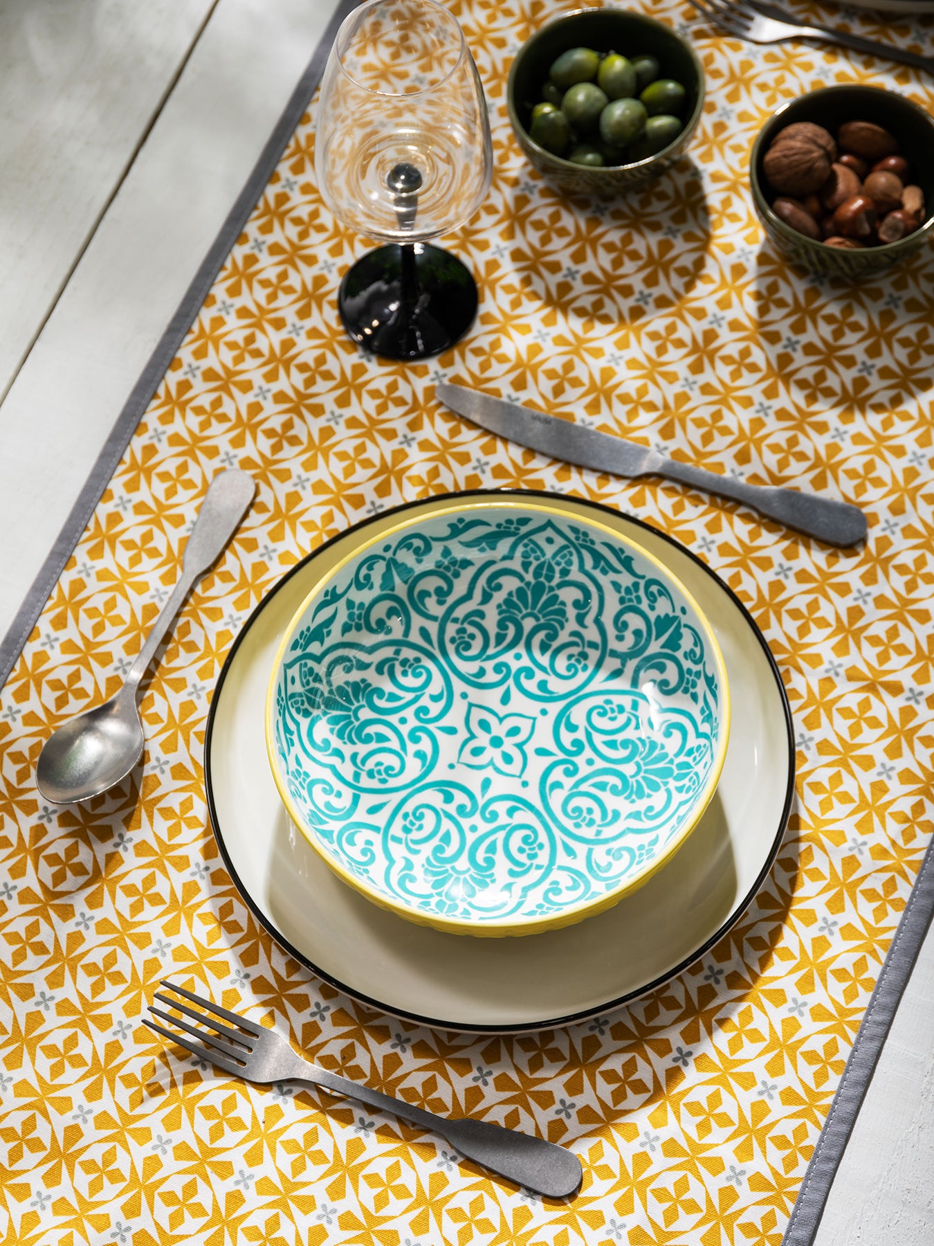 Geometric Bowl Yellow/Blue