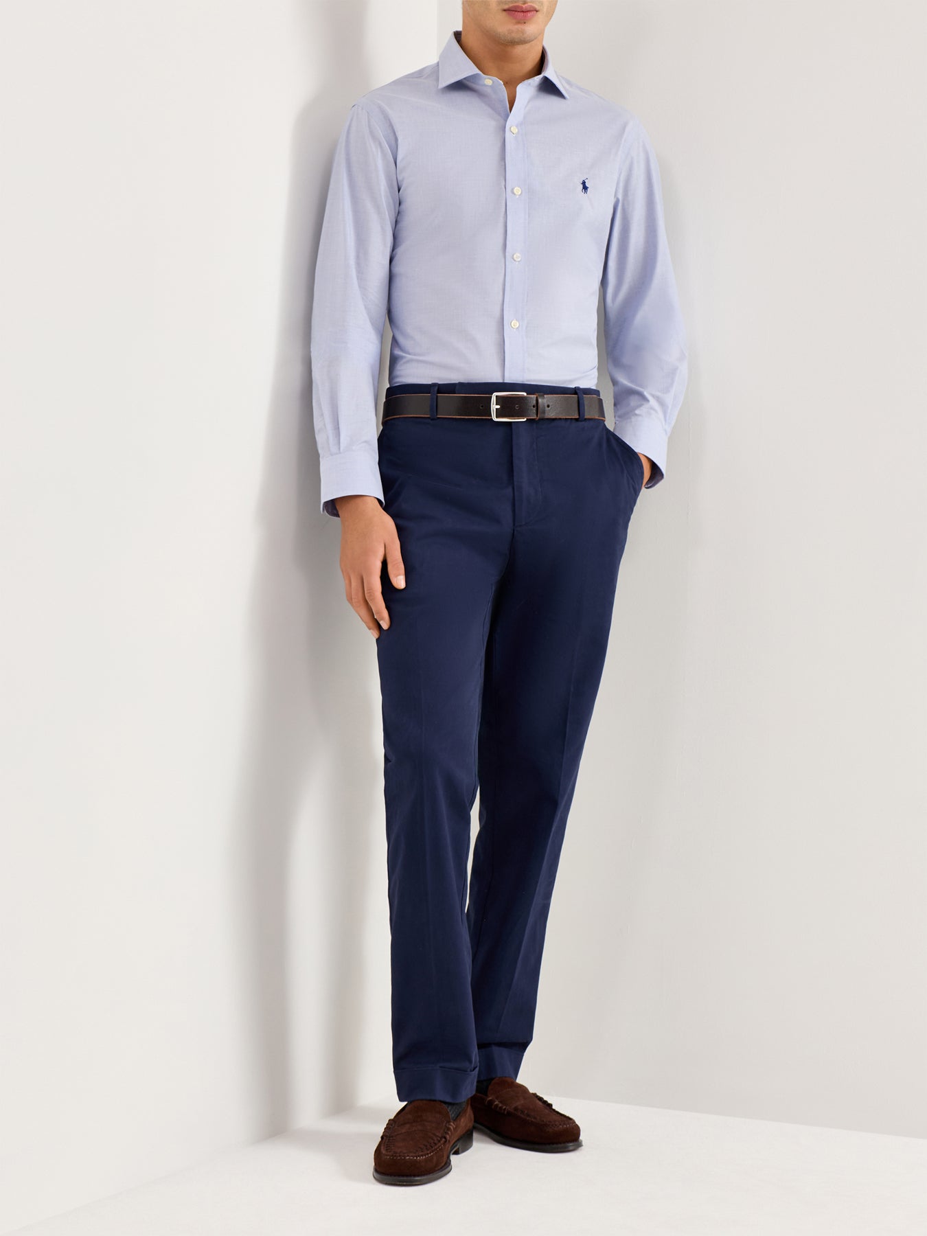 Slim Fit Estate Collar Dress Shirt Light Blue White