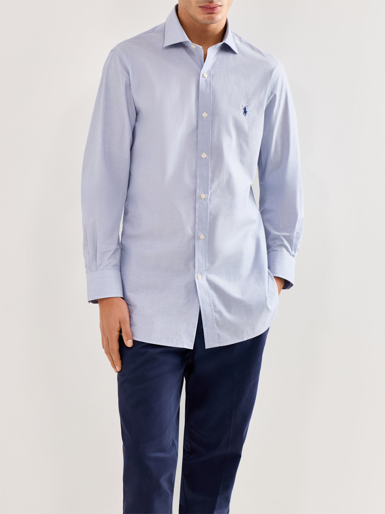Slim Fit Estate Collar Dress Shirt Light Blue White