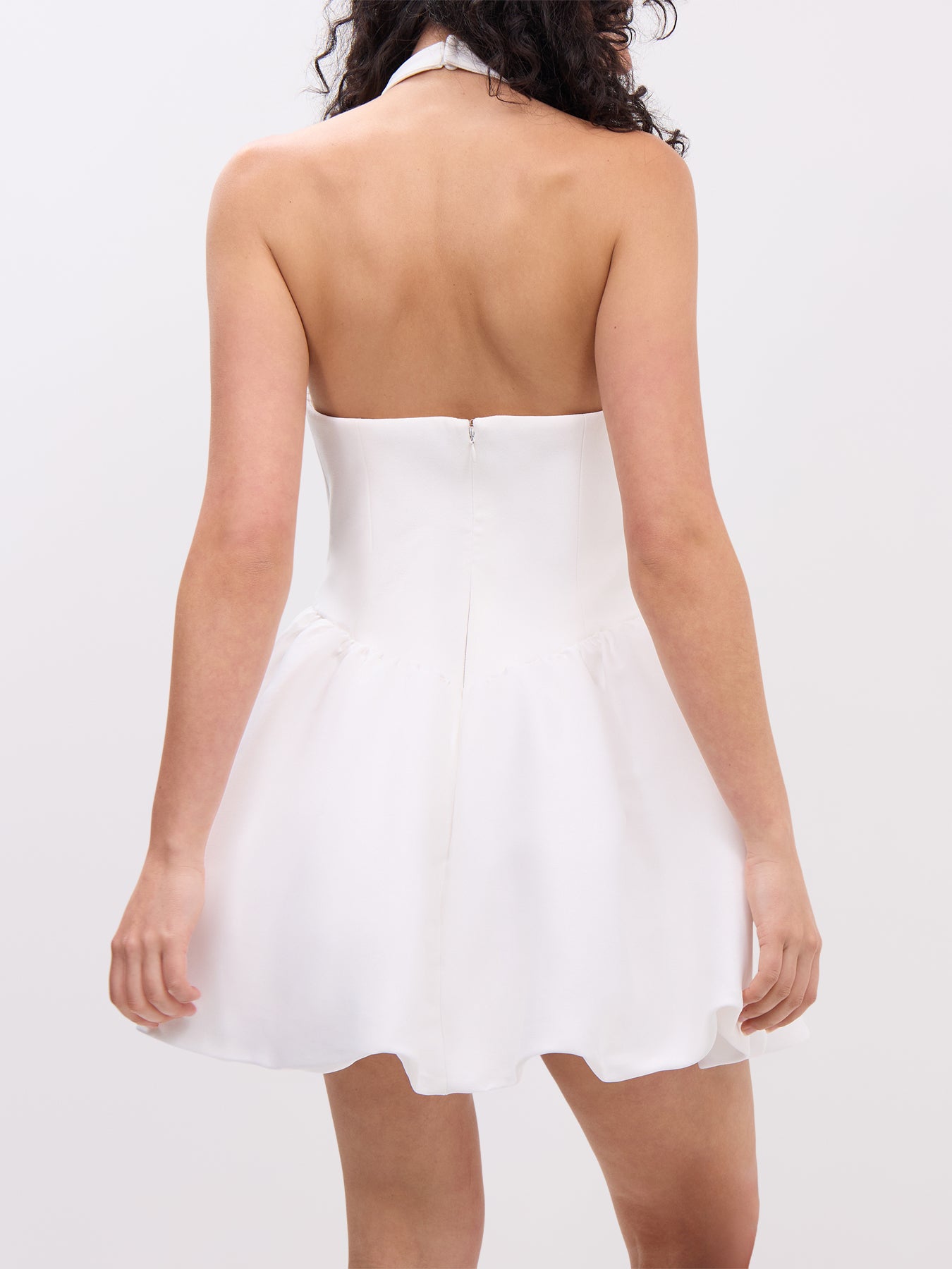 White Halter Neck Mini Dress