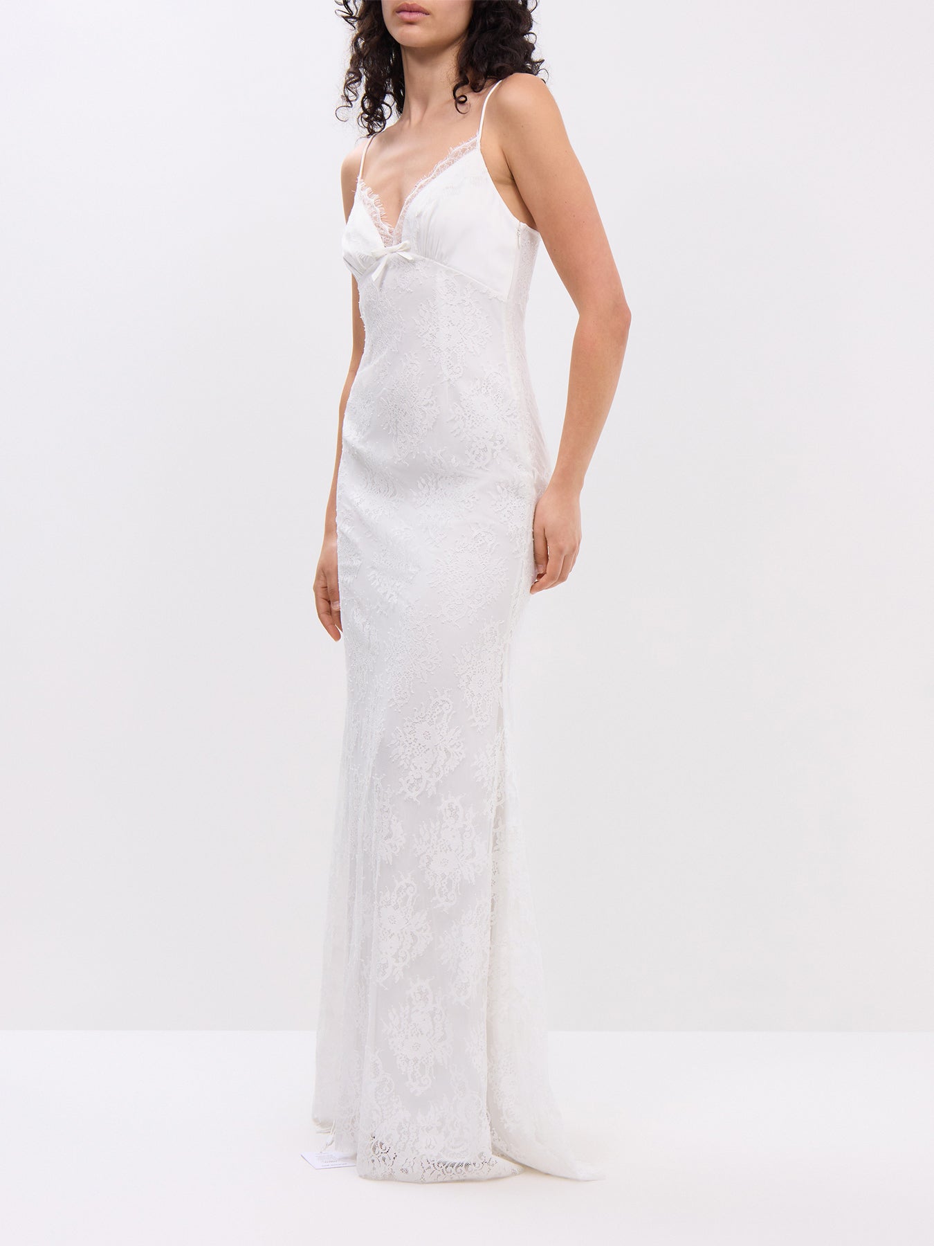 White Strappy Floral Lace Maxi Dress