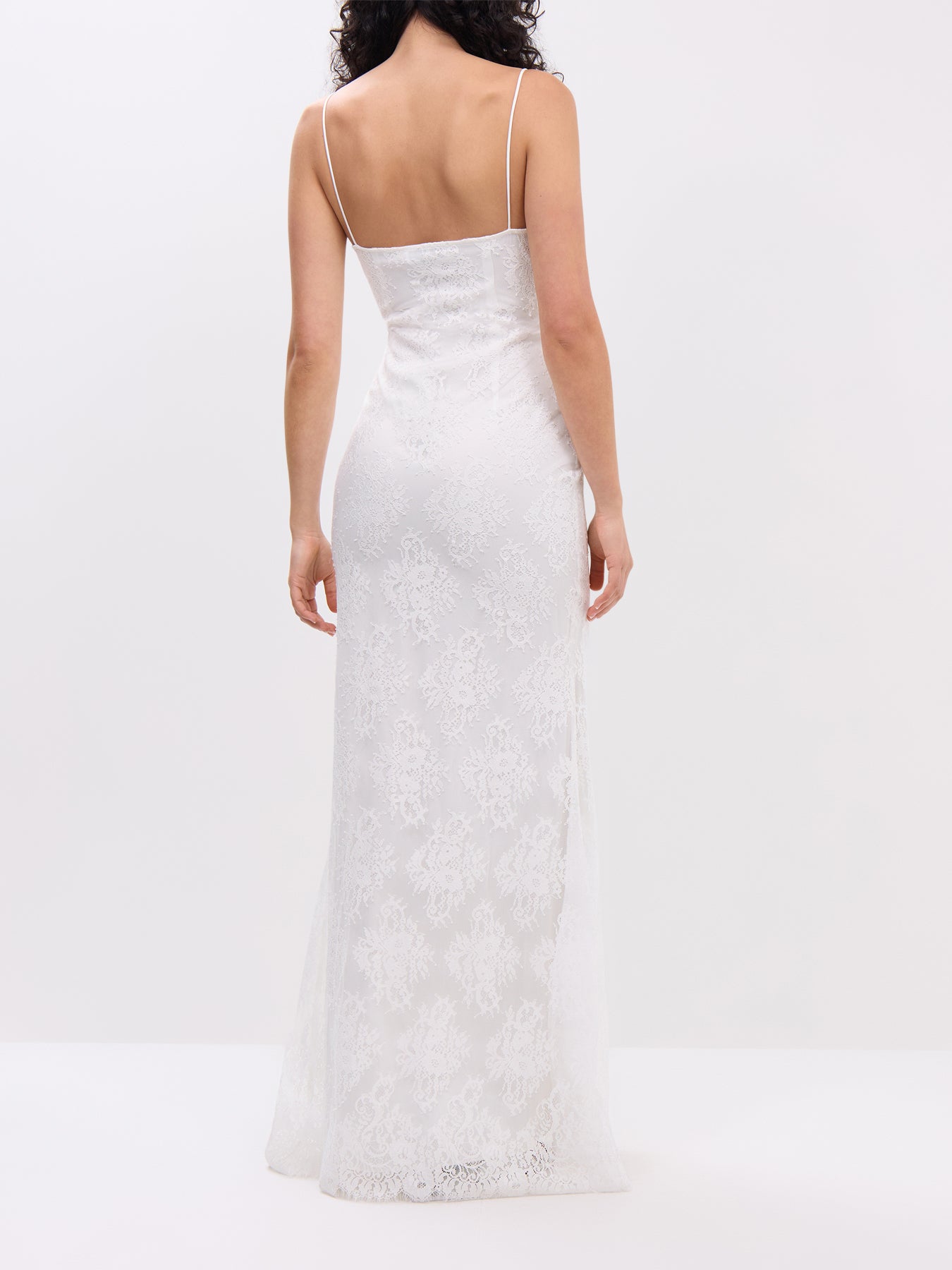 White Strappy Floral Lace Maxi Dress