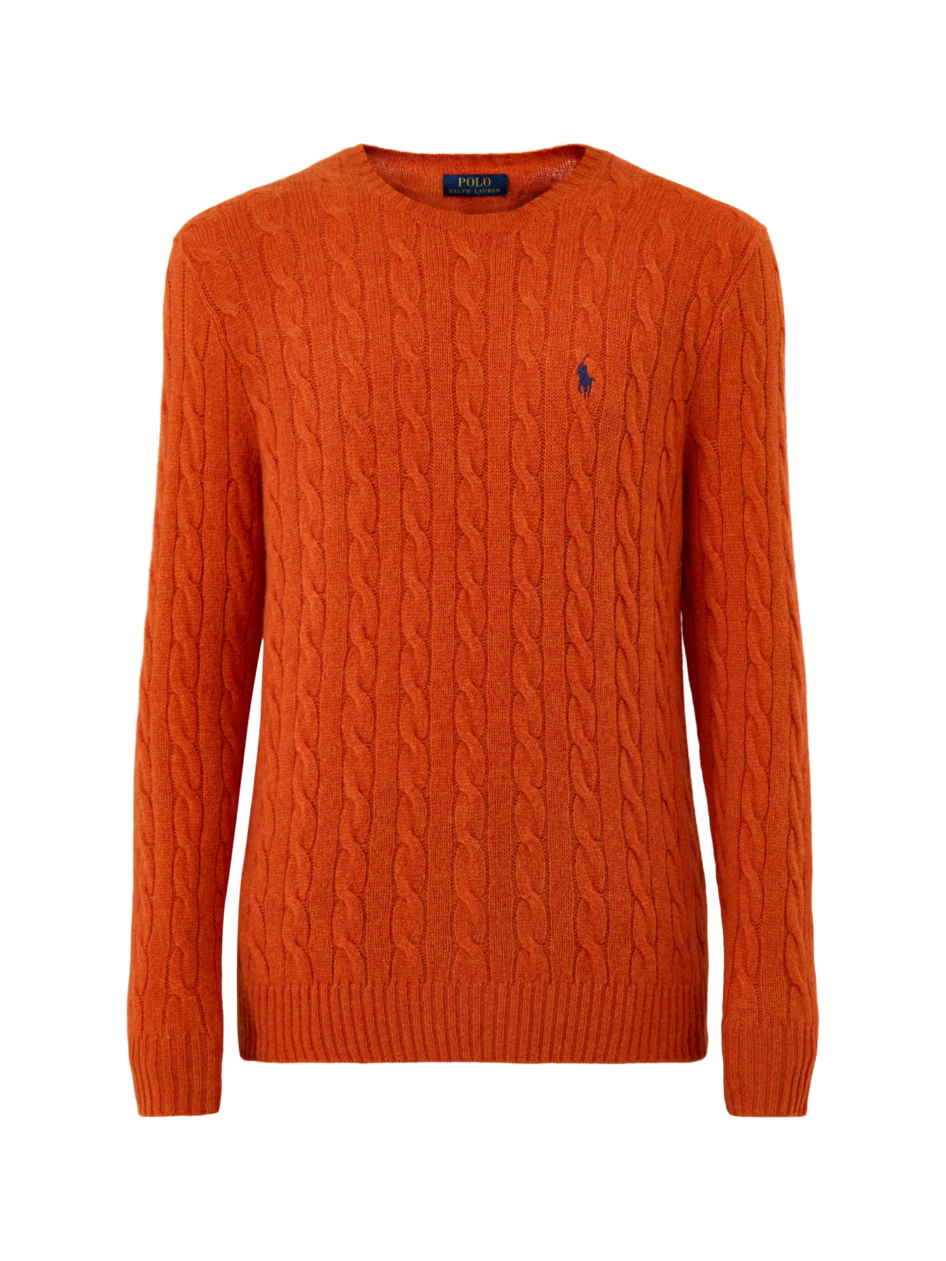 Wool Cashmere Blend Cable Knitwear Dark Jaffa Orange