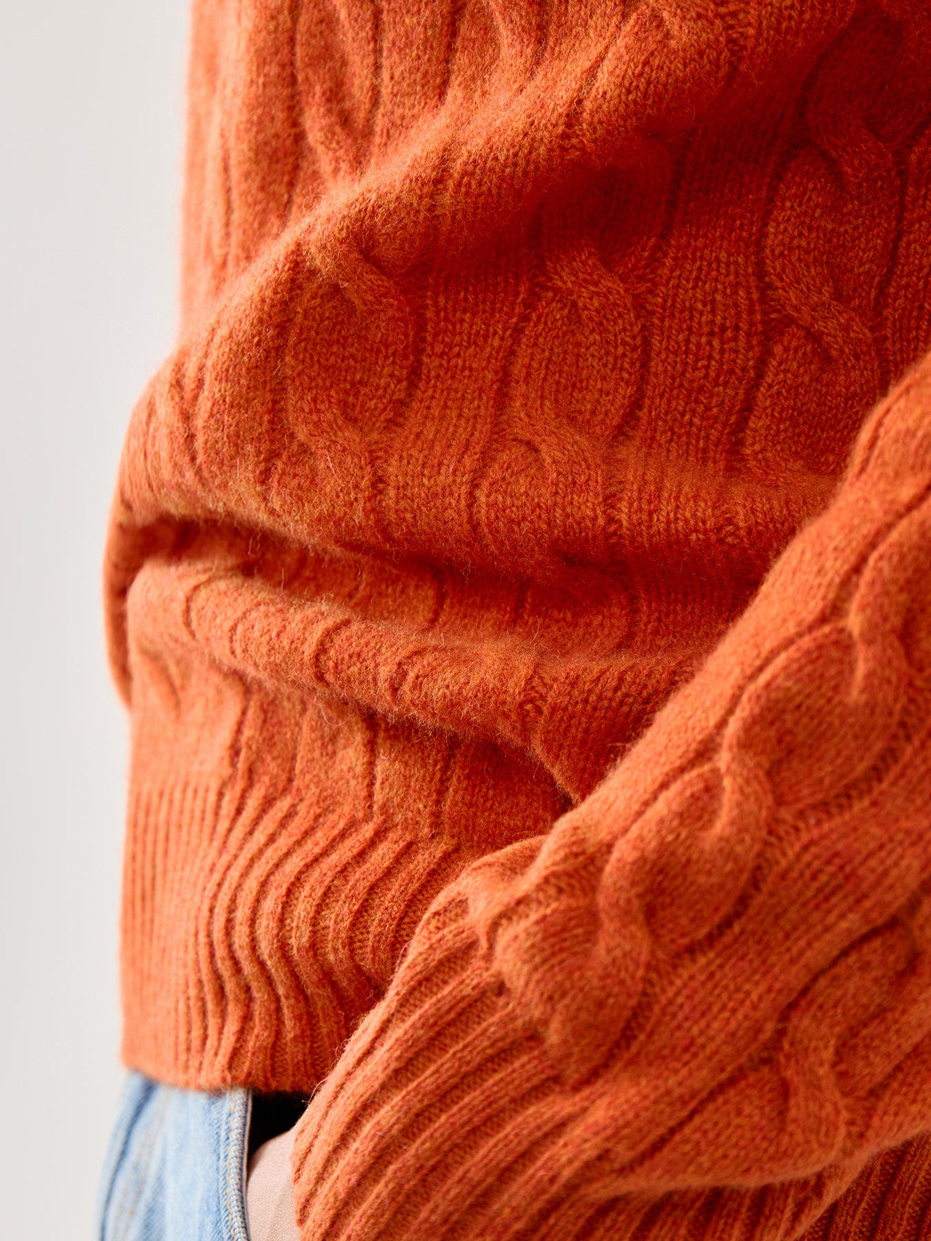 Wool Cashmere Blend Cable Knitwear Dark Jaffa Orange