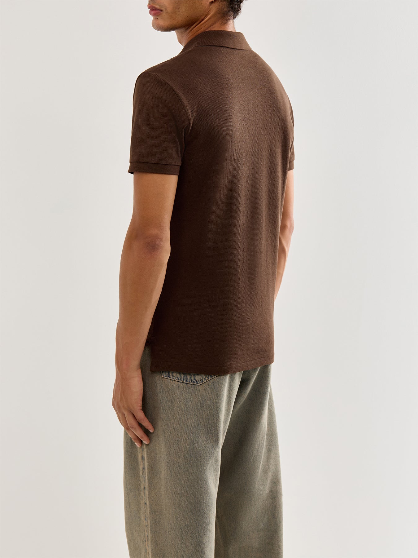 Slim Fit Cotton Polo Top Brown