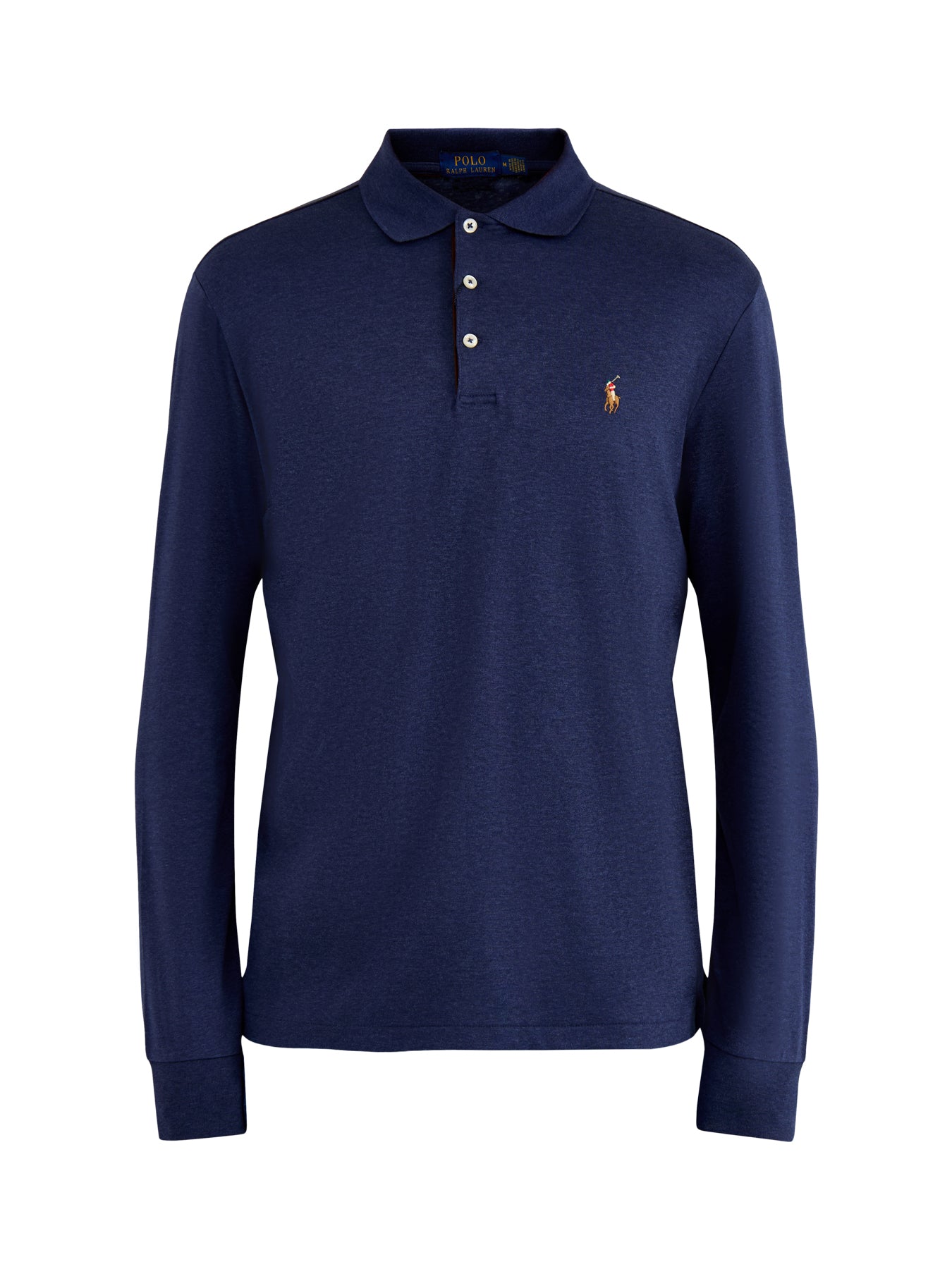 Pima Cotton Long Sleeves Polo Top Blue