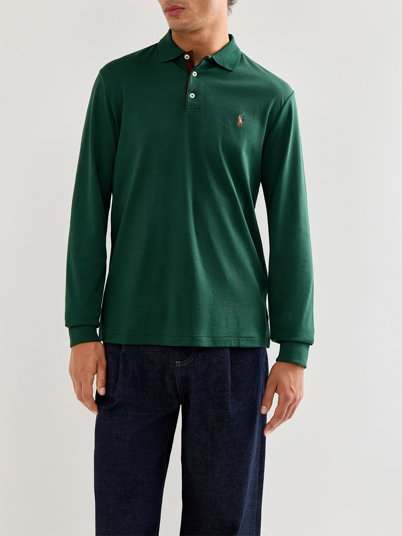 Pima Cotton Long Sleeves Cotton Polo Top
