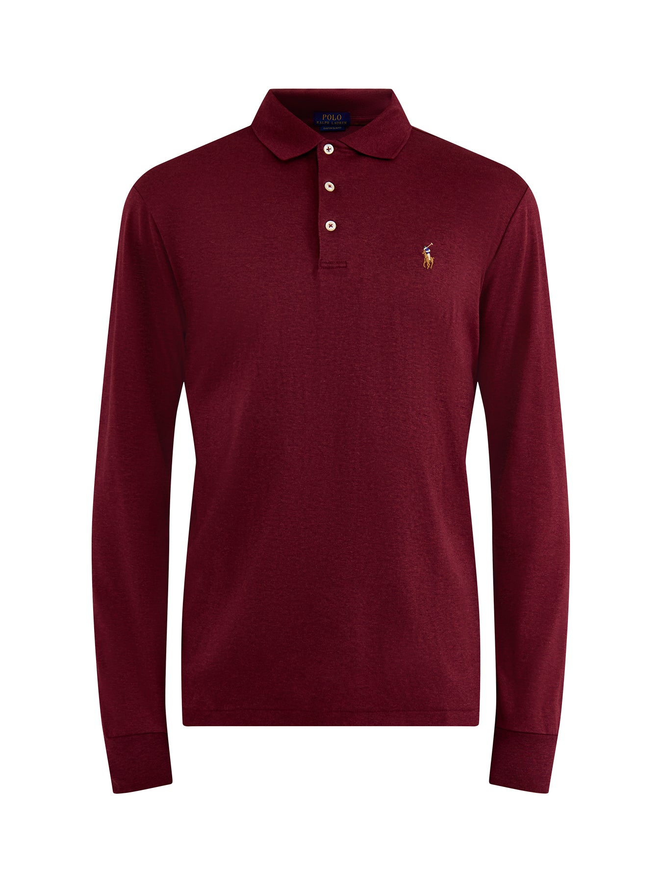 Pima Cotton Long Sleeves Polo Top Wine