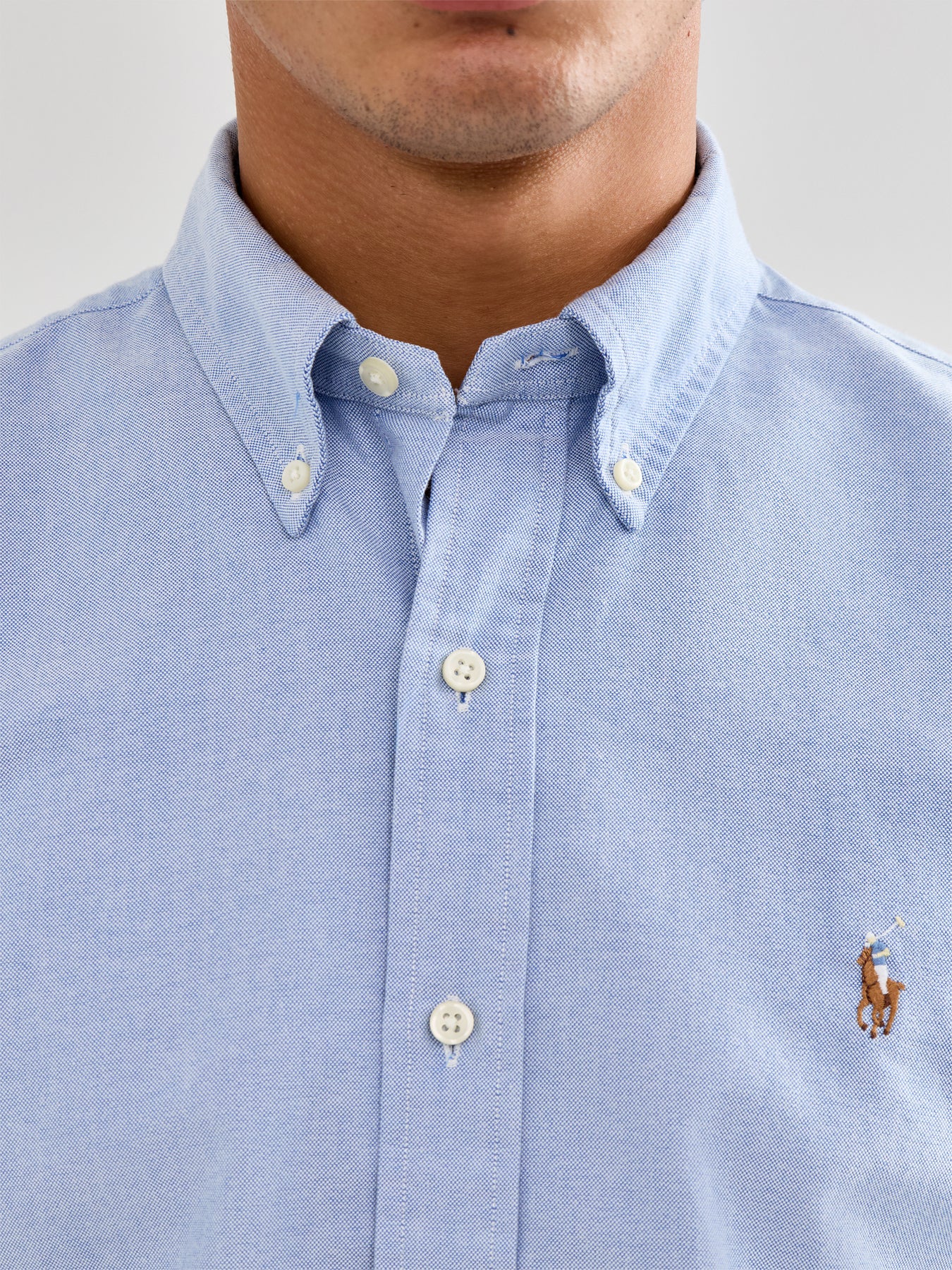 Custom Fit Oxford Long Sleeves Shirt Blue
