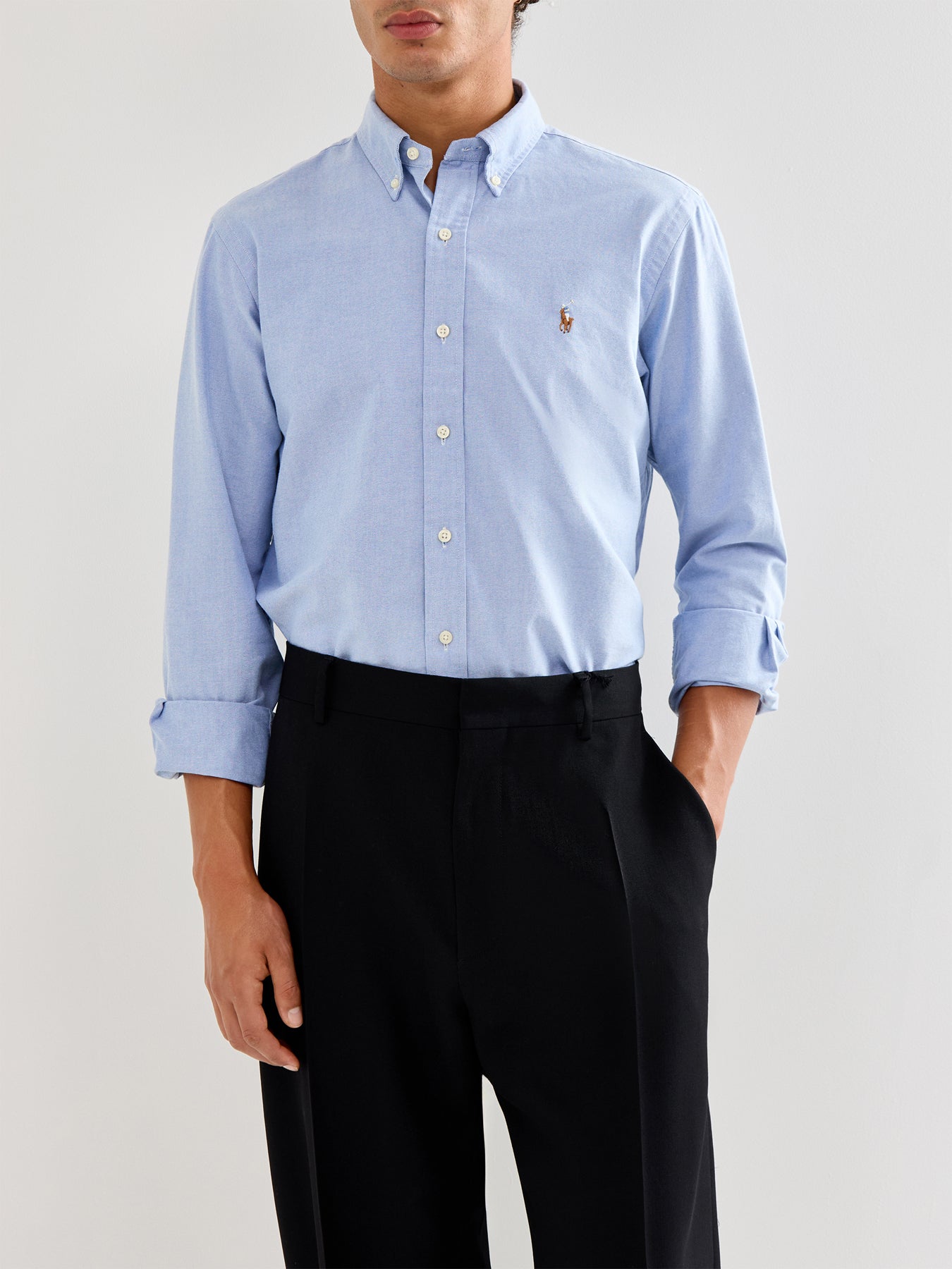Custom Fit Oxford Long Sleeves Shirt Blue
