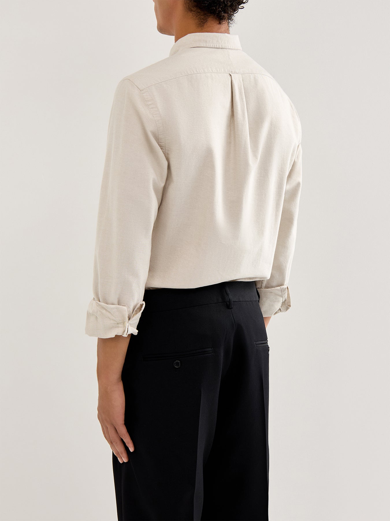 Slim Fit Cotton Oxford Shirt Cream