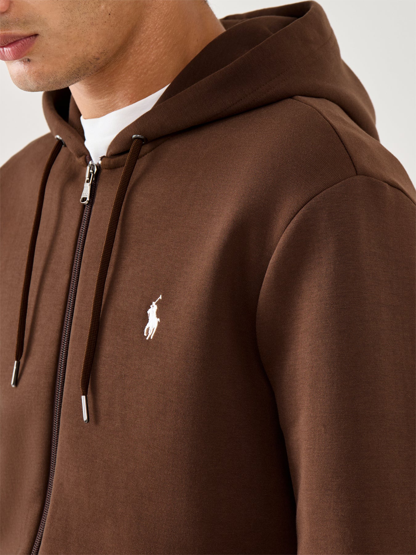 Double Knit Cotton Hoodie Brown