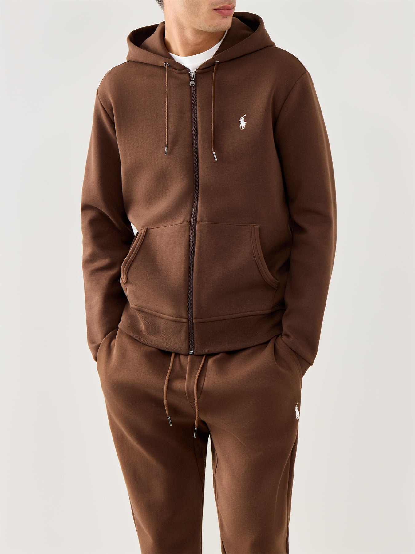 Double Knit Cotton Hoodie Brown