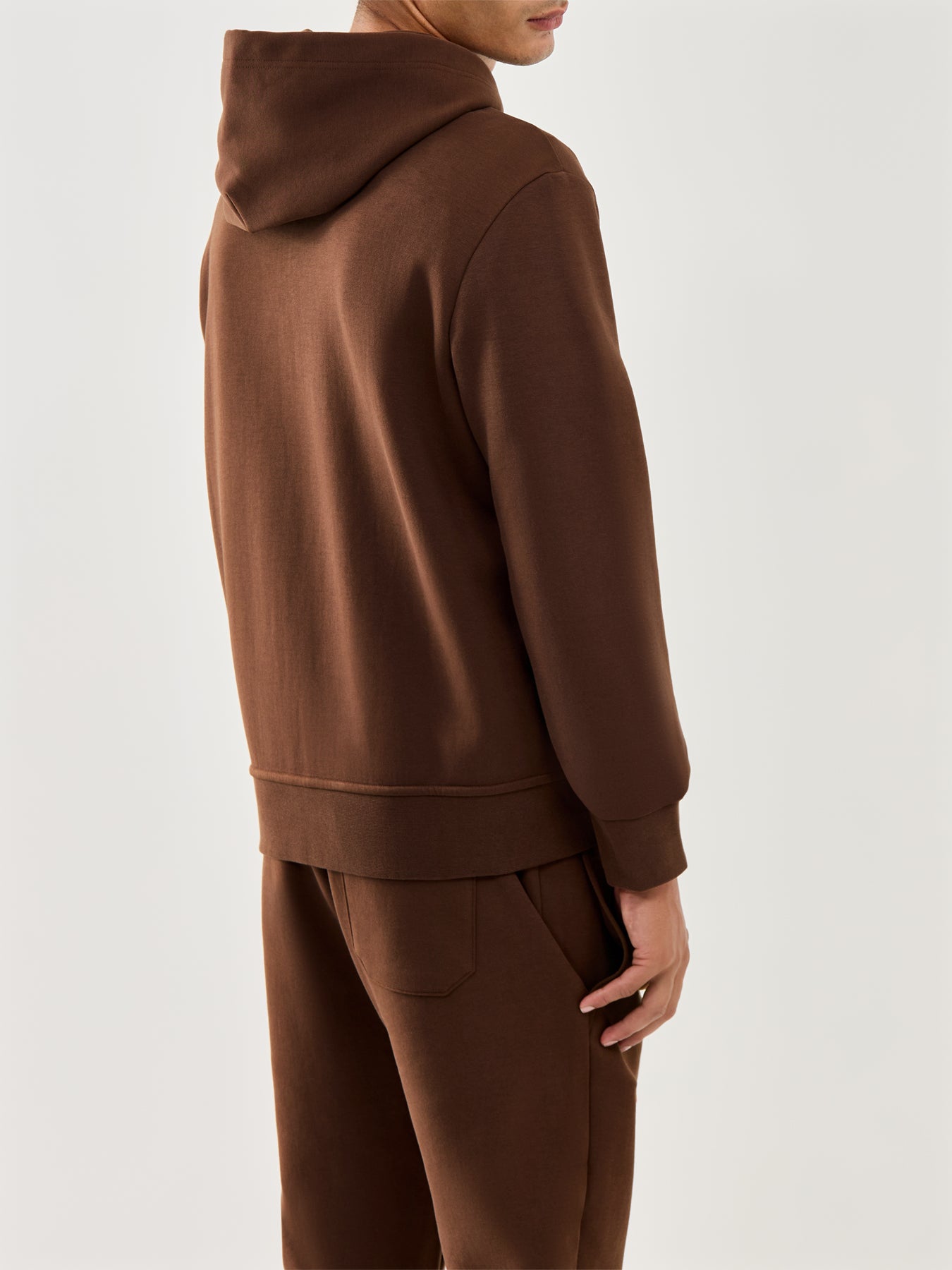 Double Knit Cotton Hoodie Brown