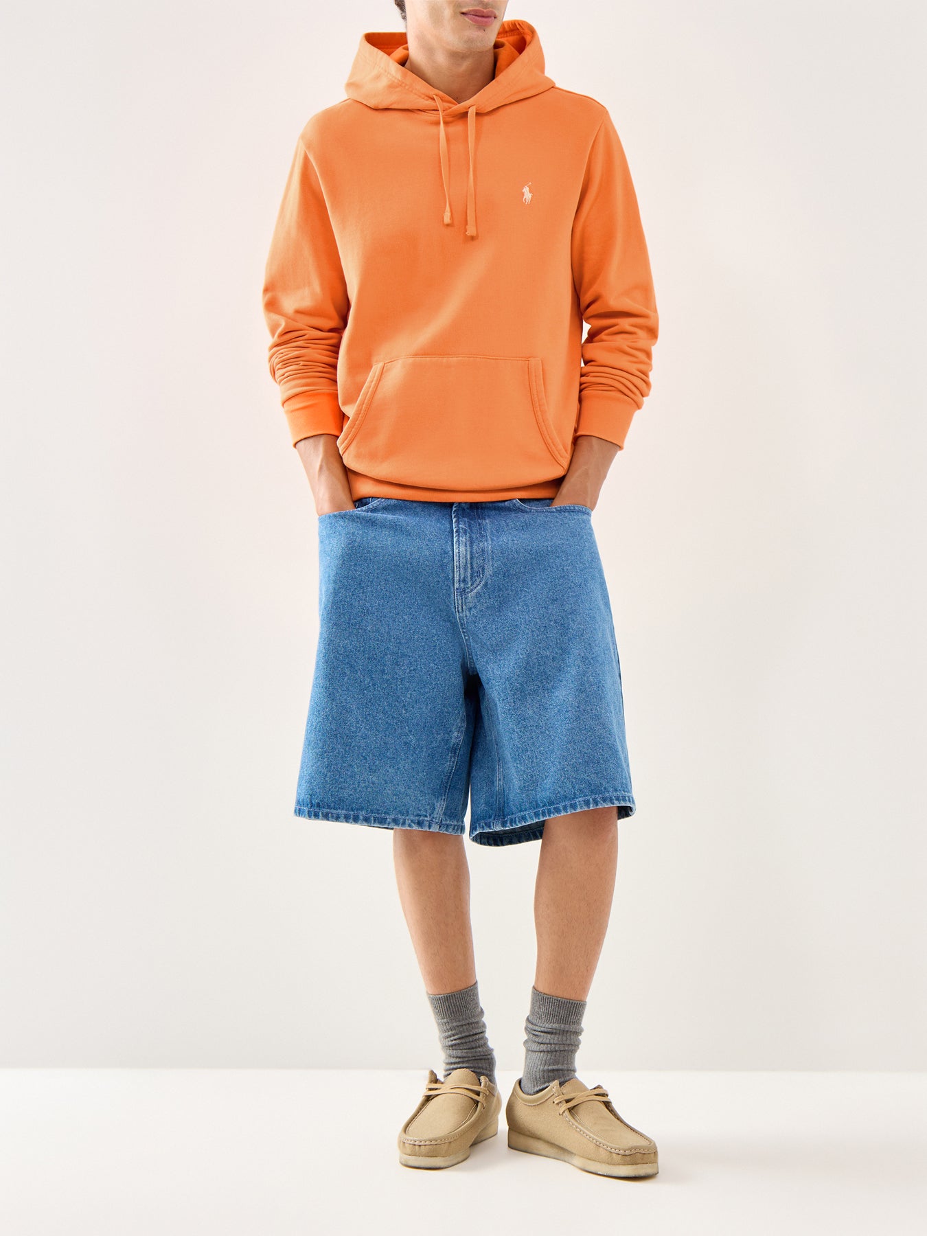 Loopback Terry Overhead Hoodie Orange Cotton