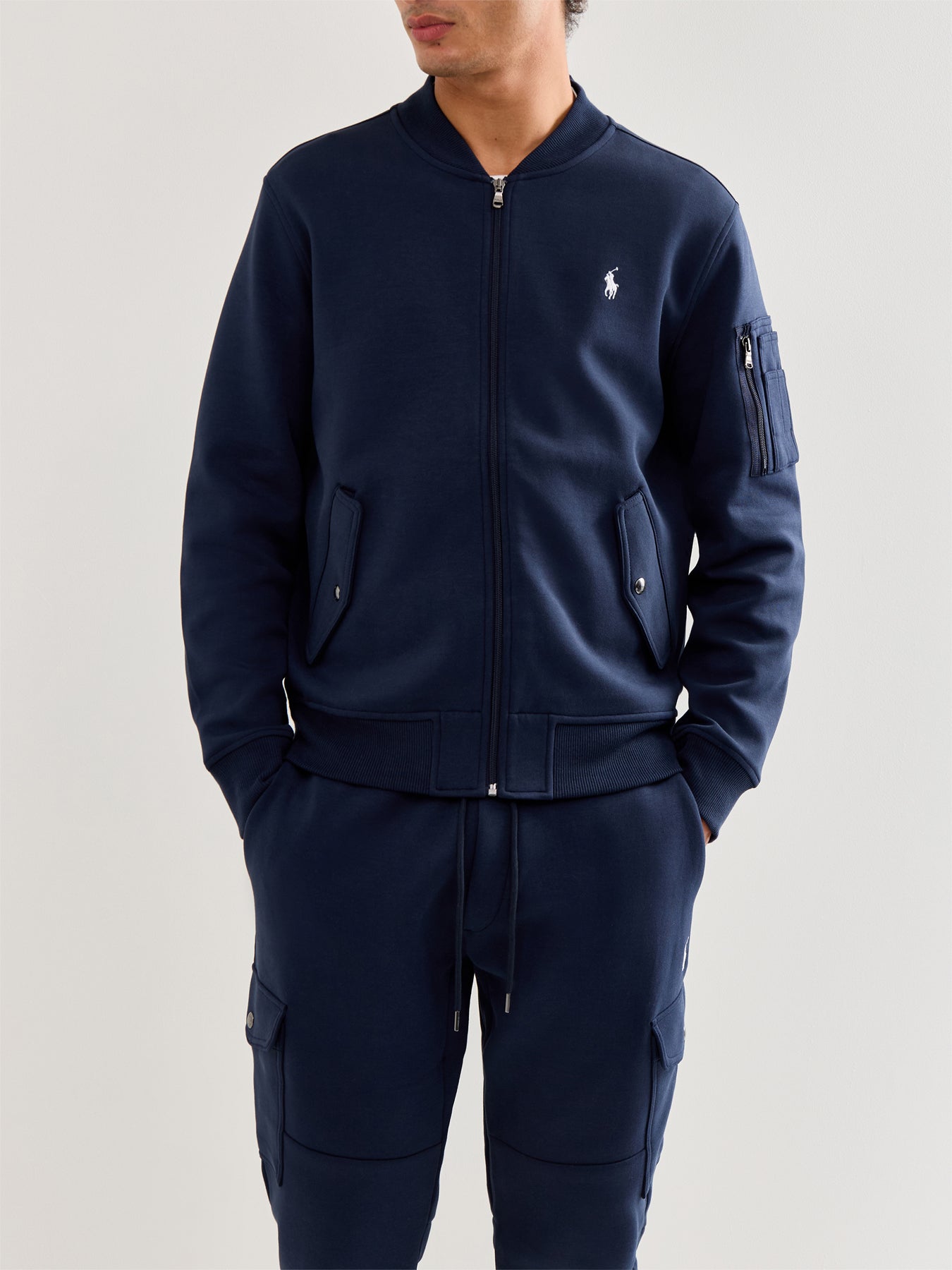 Double Knit Bomber Jacket Navy