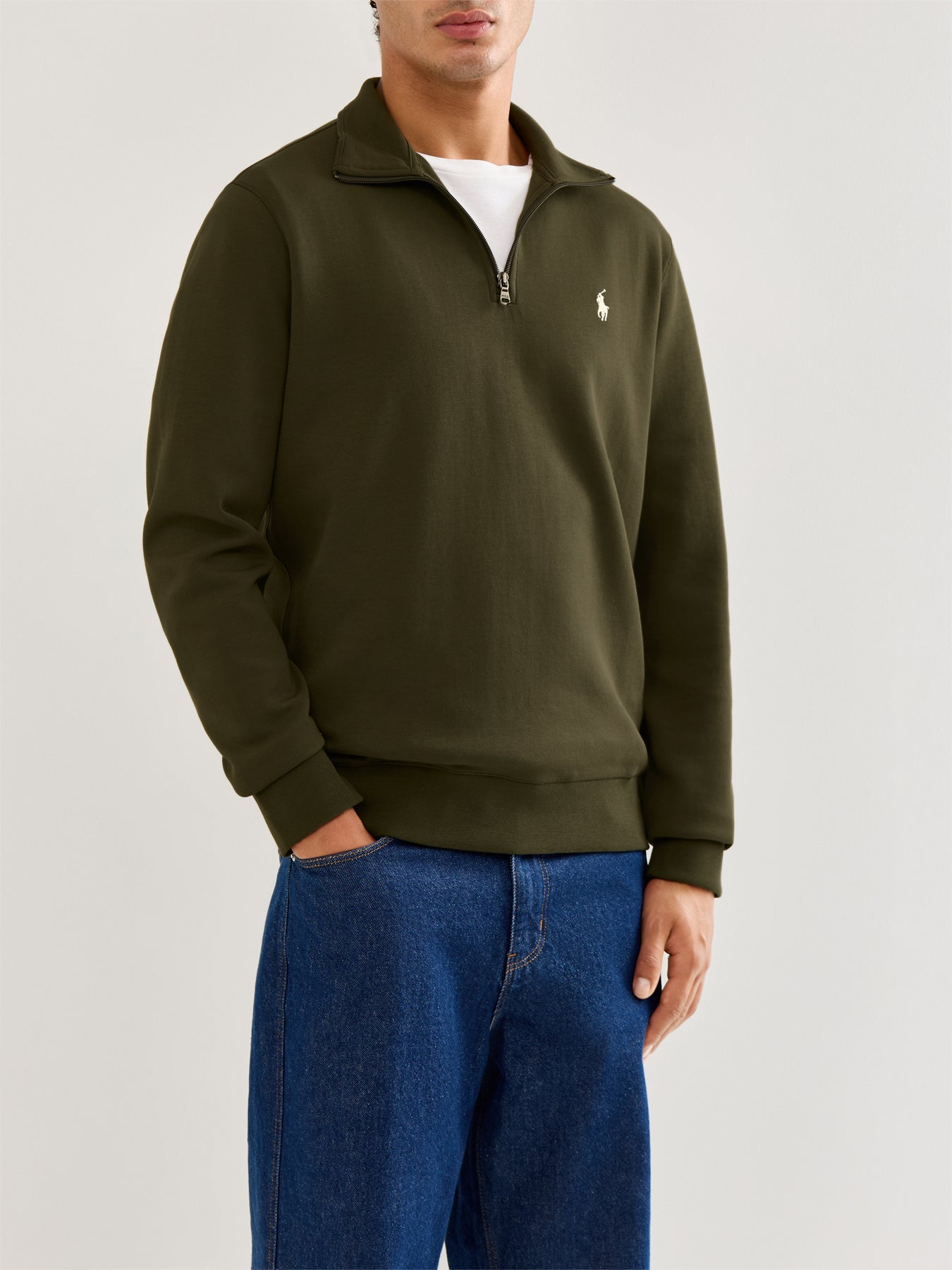 Double Knit 1/4 Zip Sweatshirt Green