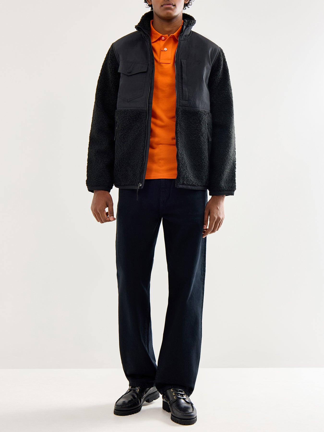 Hybrid Fleece Zip Jacket Black