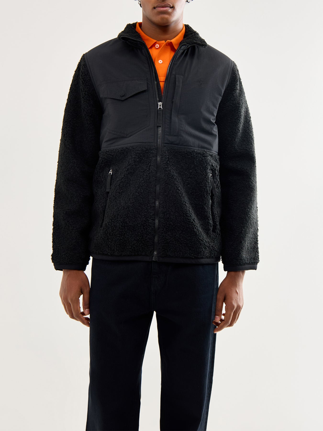 Hybrid Fleece Zip Jacket Black