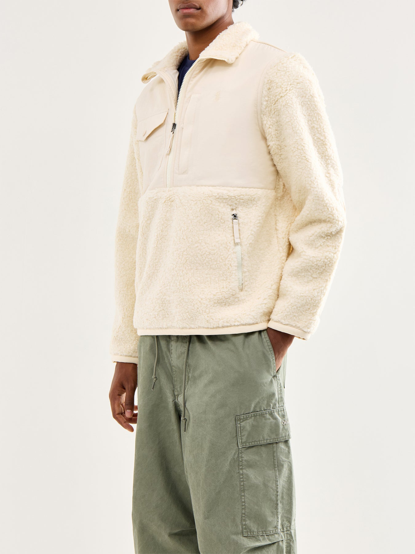 Bonded Fleece Zip Jacket Cream