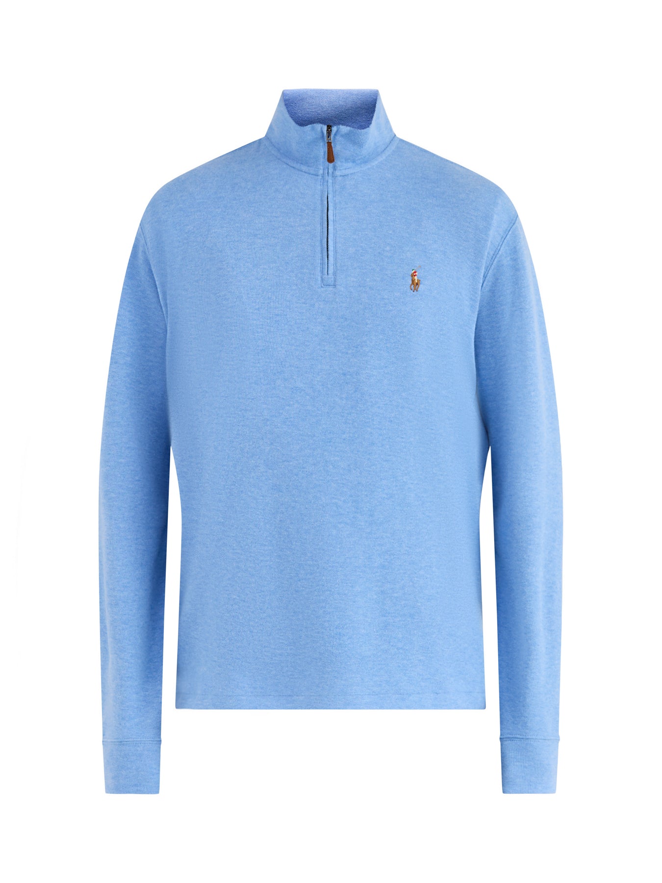 1/4 Zip Ribbed Cotton Sweatshirt Blue