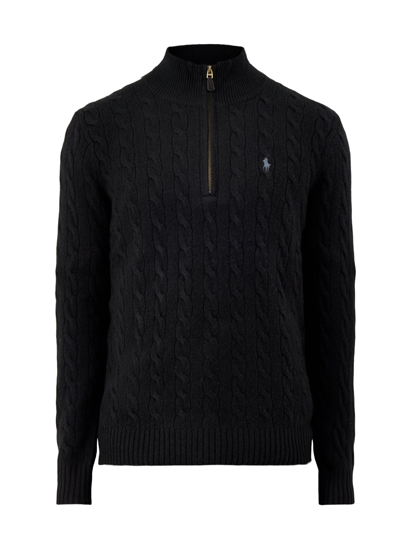 Cable-Knit Half-Zip Jumper Black