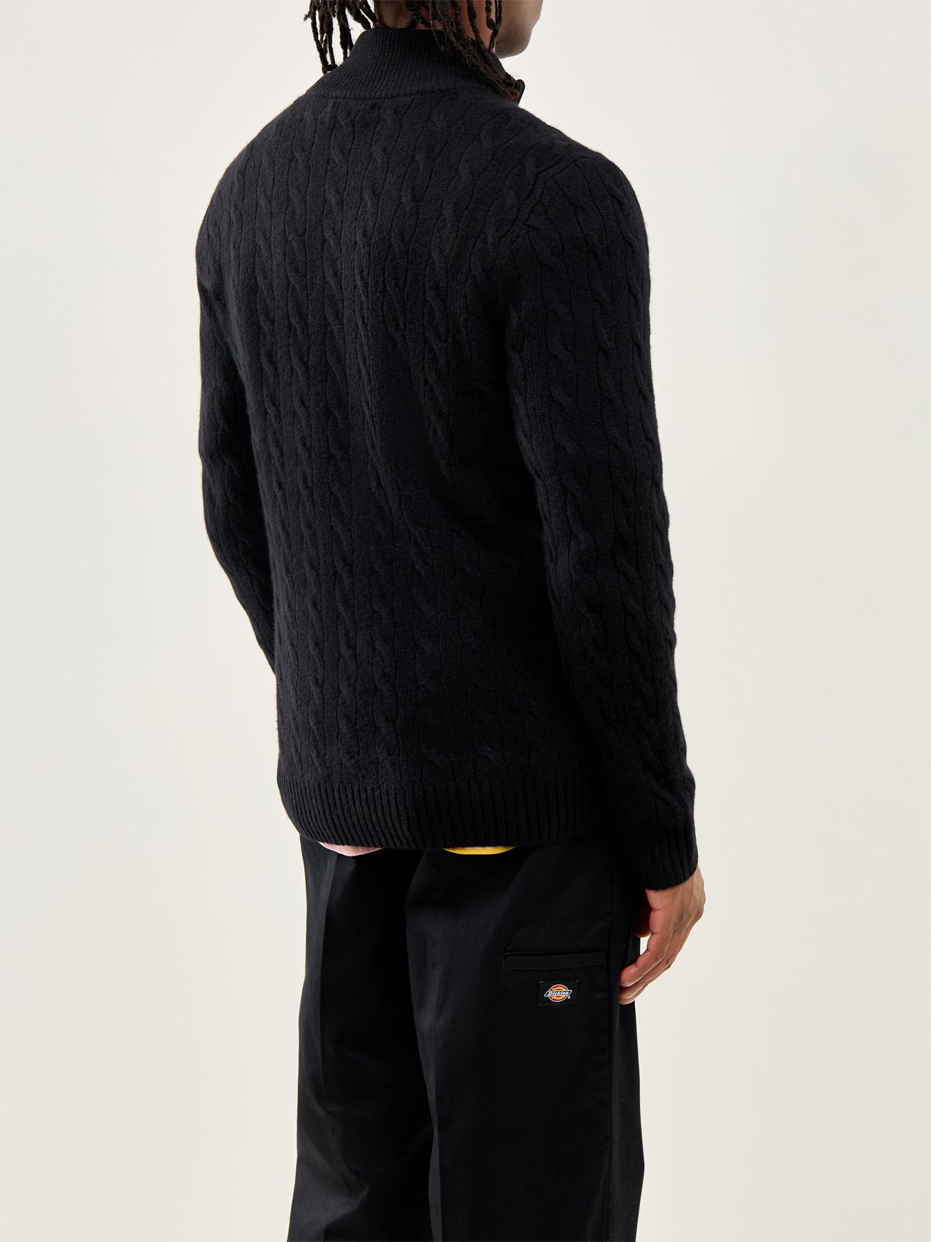 Cable-Knit Half-Zip Jumper Black