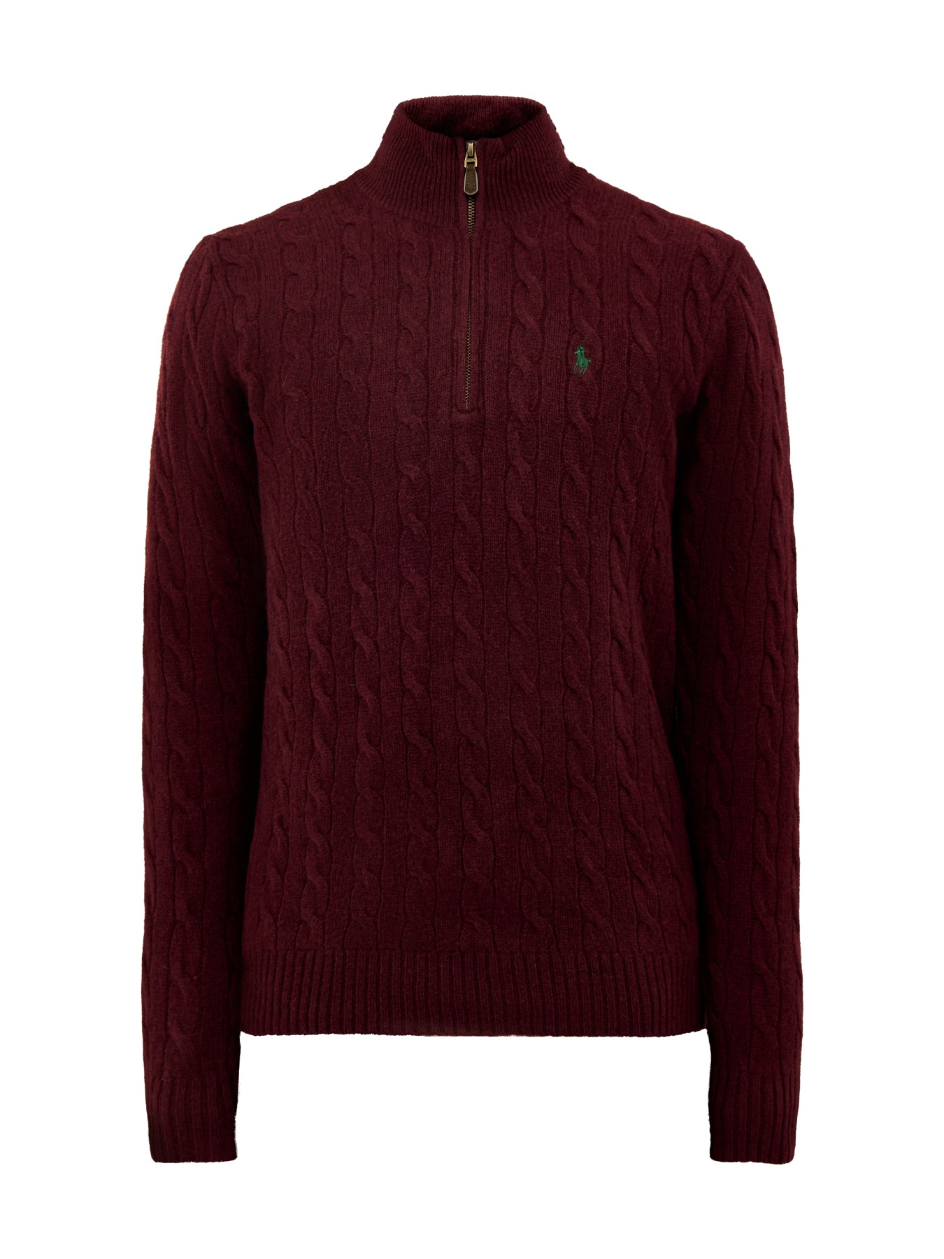 Cable-Knit Half-Zip Jumper Burgundy