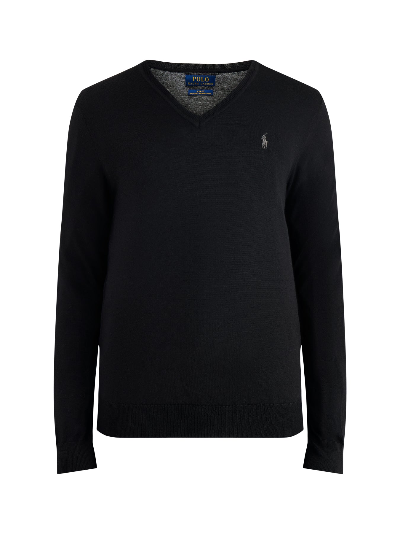 Merino Wool V-Neck Jumper Black
