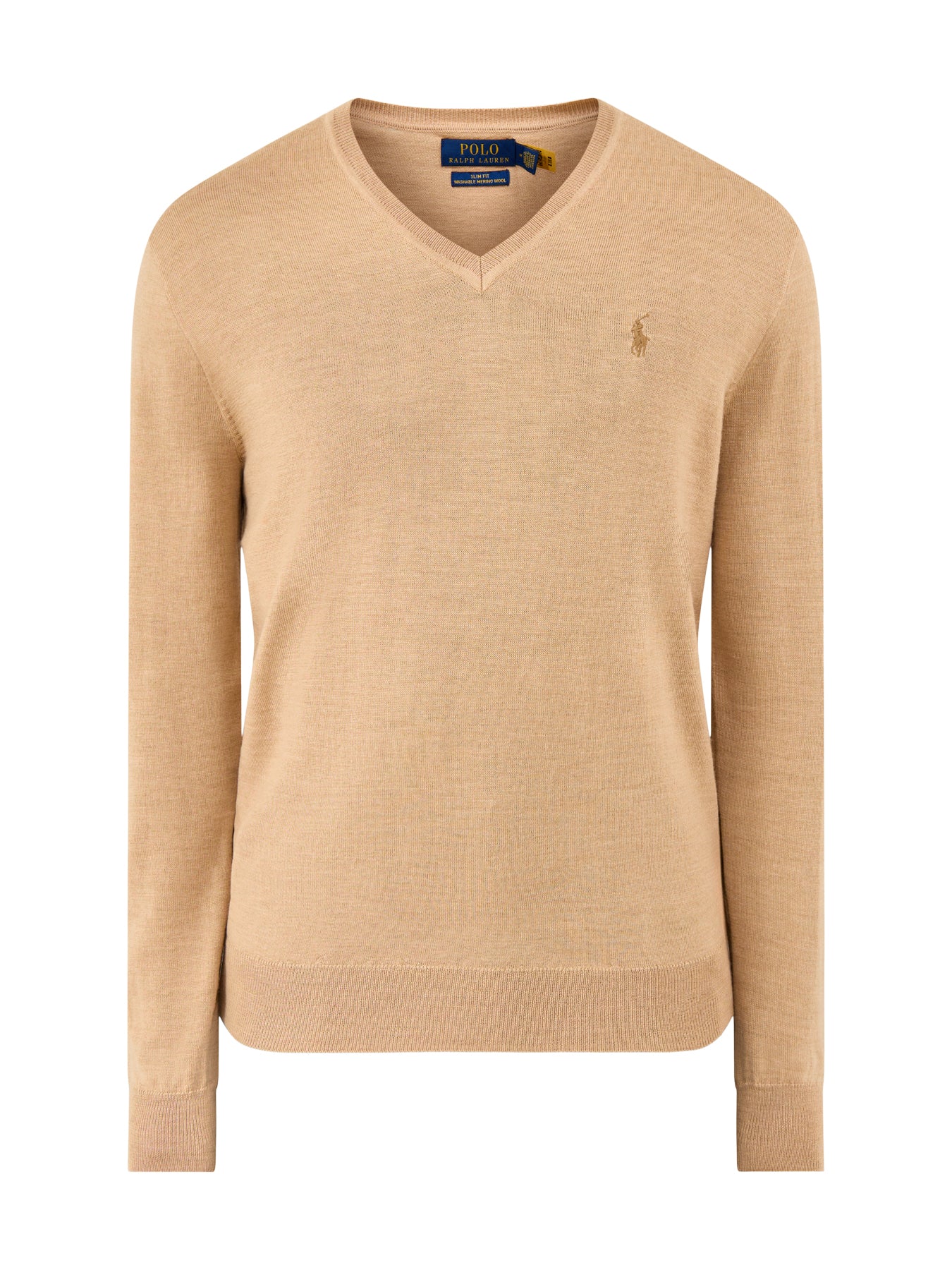 Merino Wool V-Neck Jumper Camel