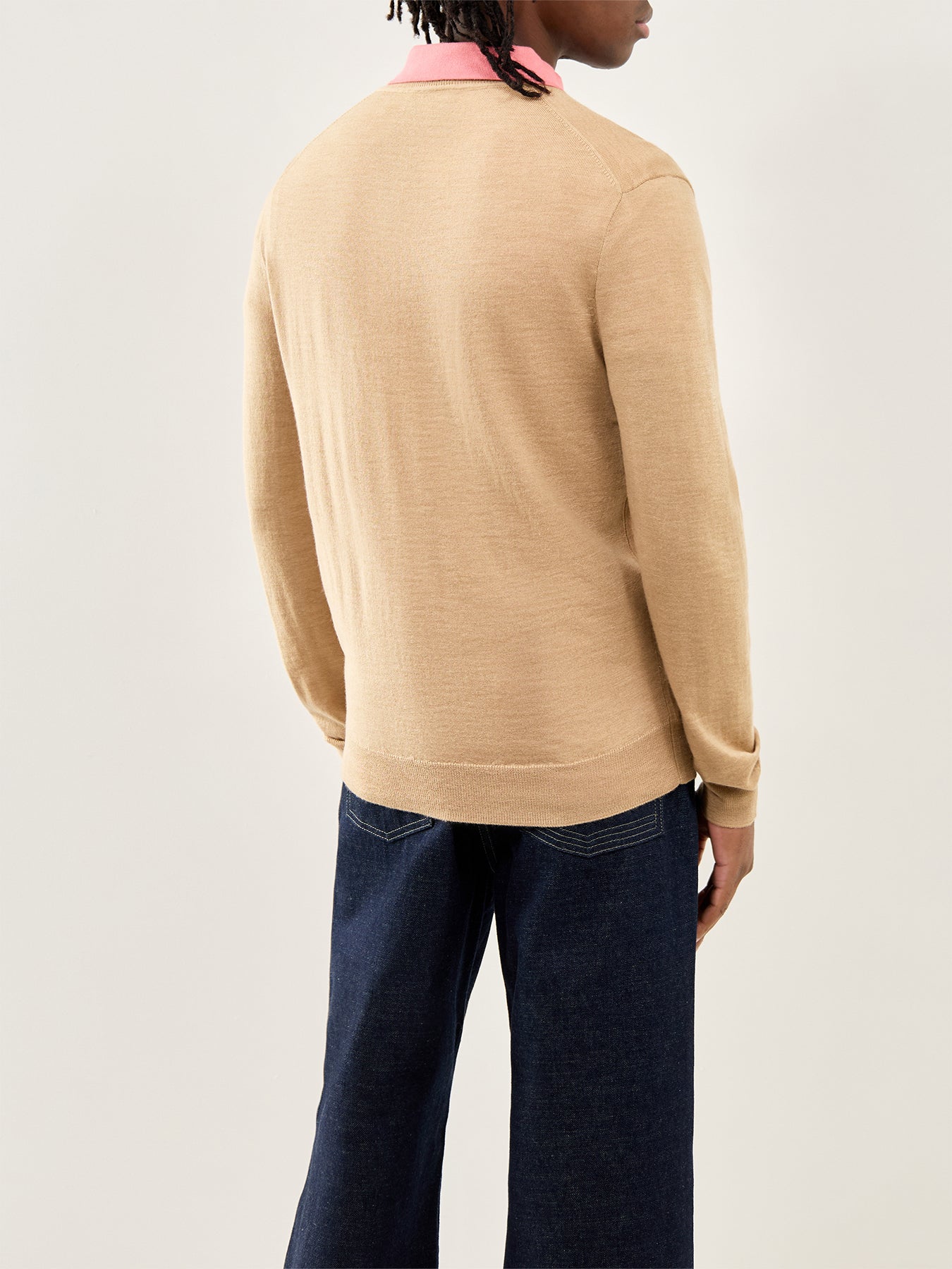 Merino Wool V-Neck Jumper Camel