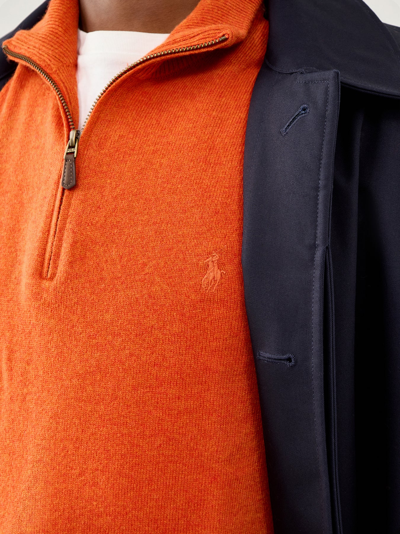 Half-Zip Merino Wool Jumper Jaffa Orange